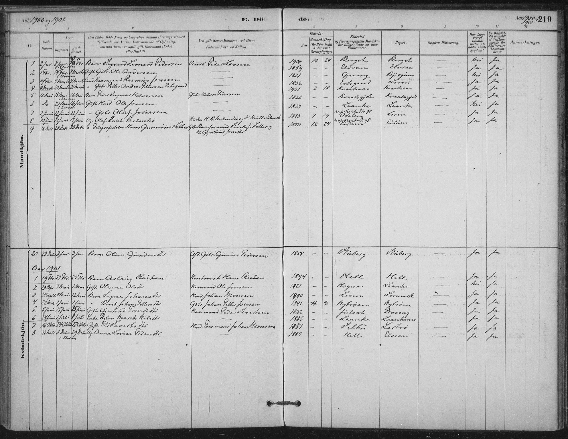 Ministerialprotokoller, klokkerbøker og fødselsregistre - Nord-Trøndelag, SAT/A-1458/710/L0095: Parish register (official) no. 710A01, 1880-1914, p. 219