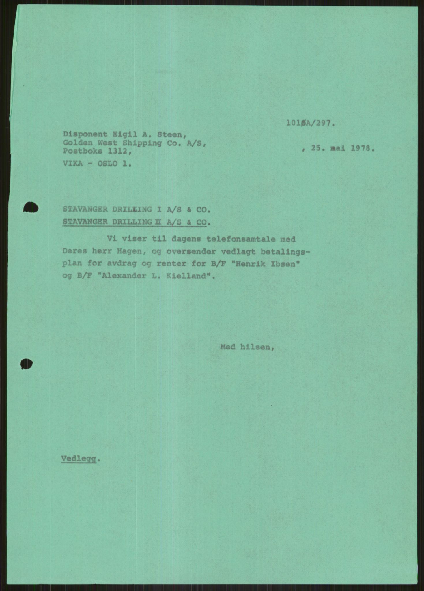 Pa 1503 - Stavanger Drilling AS, SAST/A-101906/D/L0005: Korrespondanse og saksdokumenter, 1974-1985, p. 988