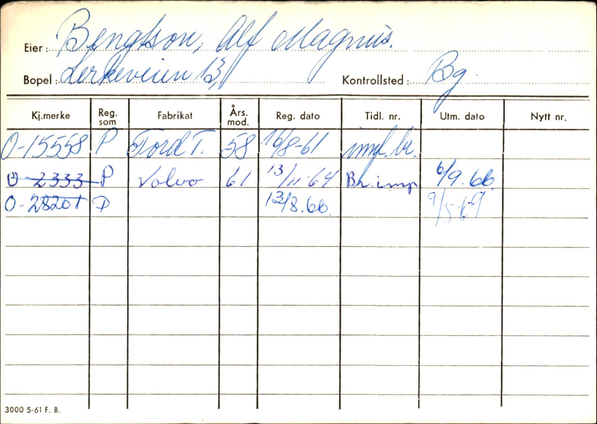 Statens vegvesen, Hordaland vegkontor, AV/SAB-A-5201/2/Hb/L0003: O-eierkort B, 1920-1971, p. 9