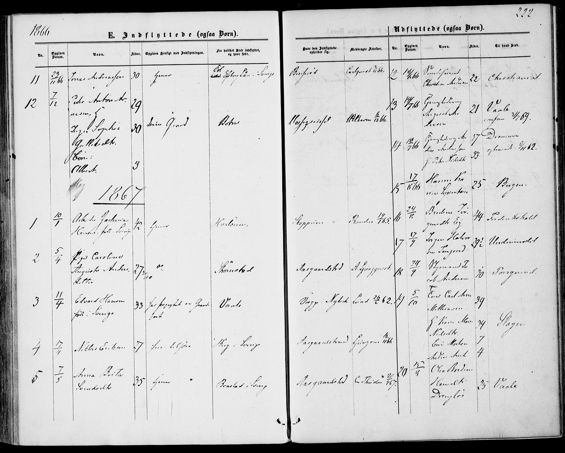 Borre kirkebøker, SAKO/A-338/F/Fa/L0007: Parish register (official) no. I 7, 1862-1867, p. 222