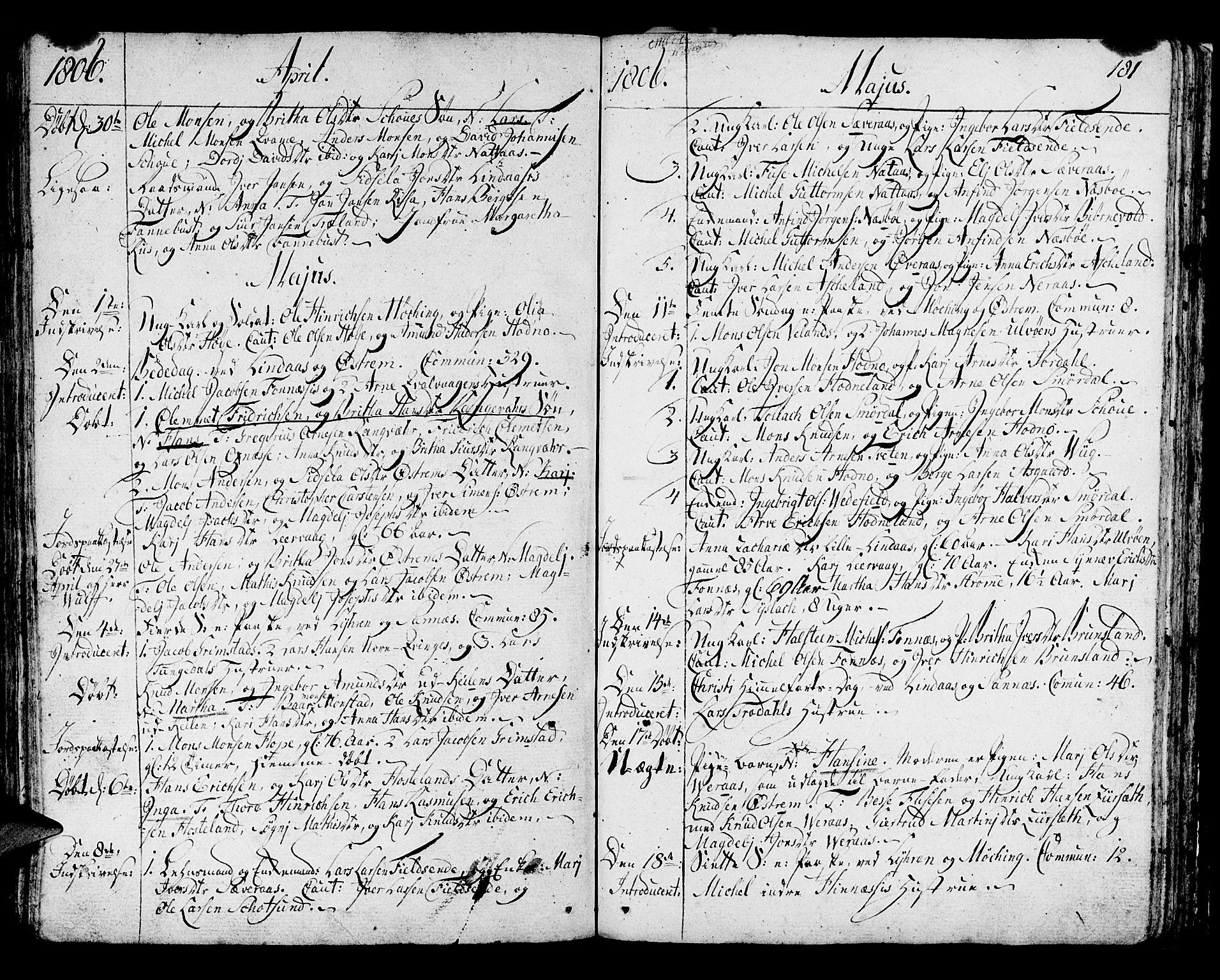 Lindås Sokneprestembete, AV/SAB-A-76701/H/Haa/Haaa/L0005: Parish register (official) no. A 5, 1791-1813, p. 181