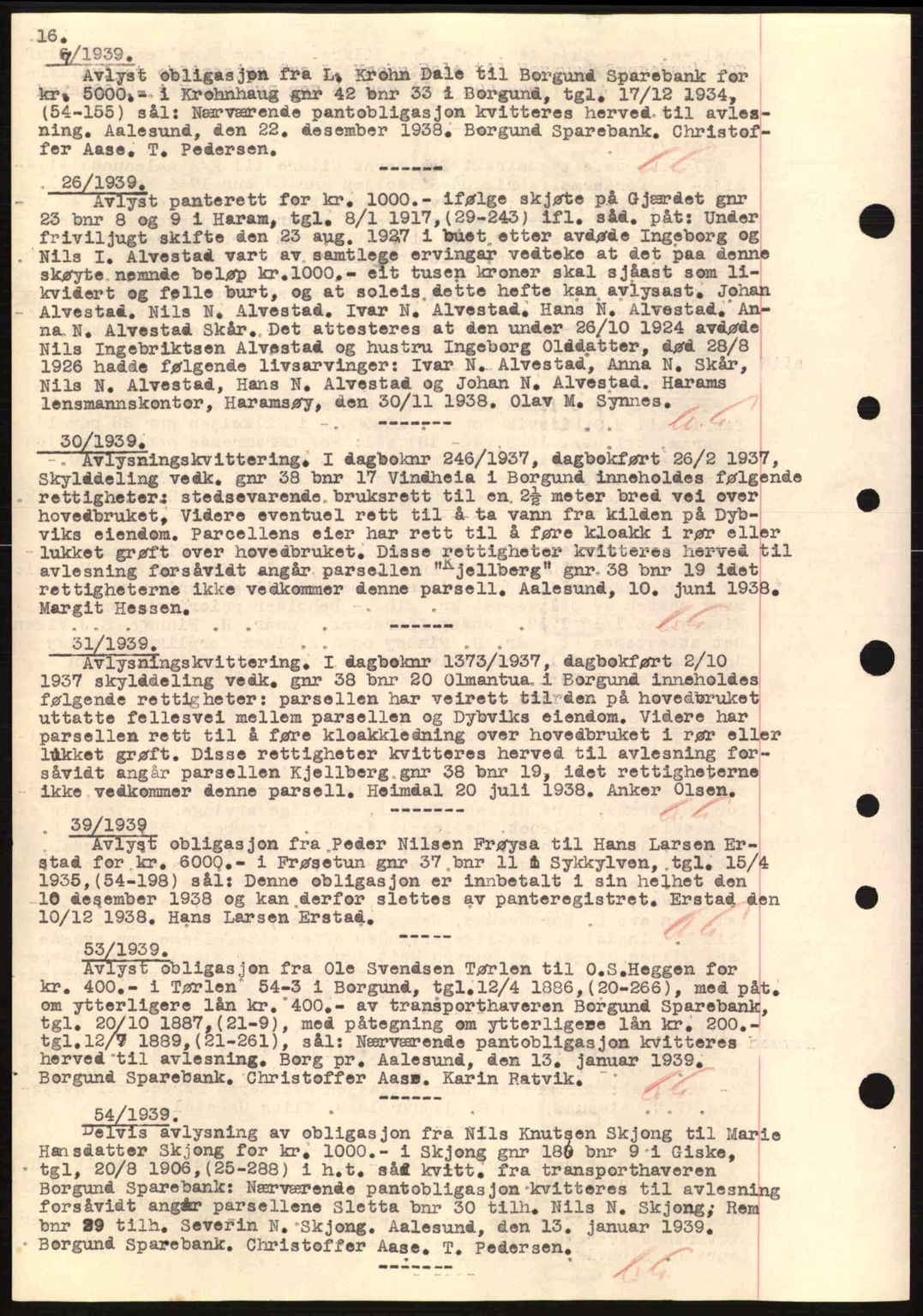 Nordre Sunnmøre sorenskriveri, SAT/A-0006/1/2/2C/2Ca: Mortgage book no. B1-6, 1938-1942, Diary no: : 7/1939