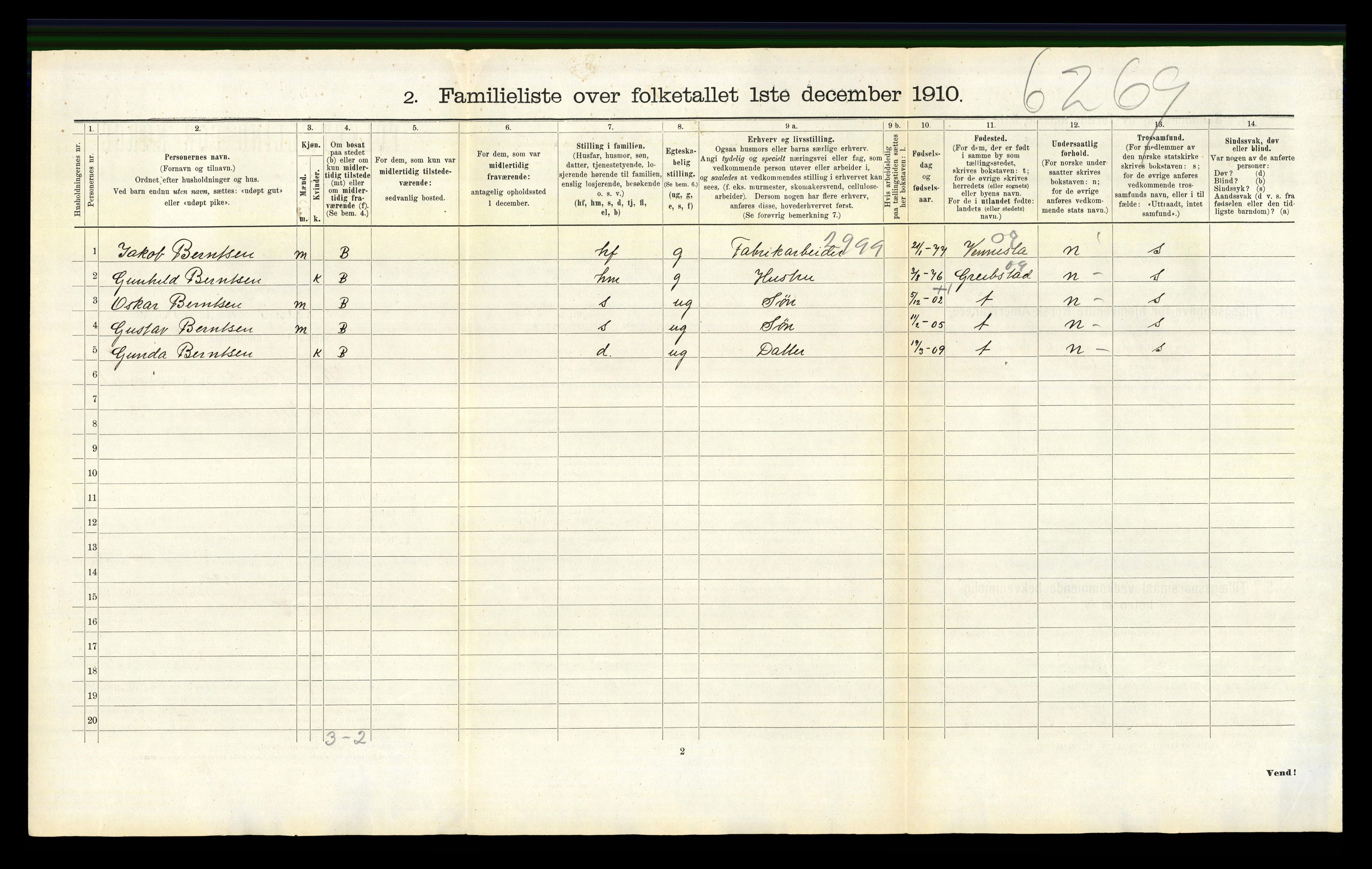 RA, 1910 census for Kristiansand, 1910, p. 4379