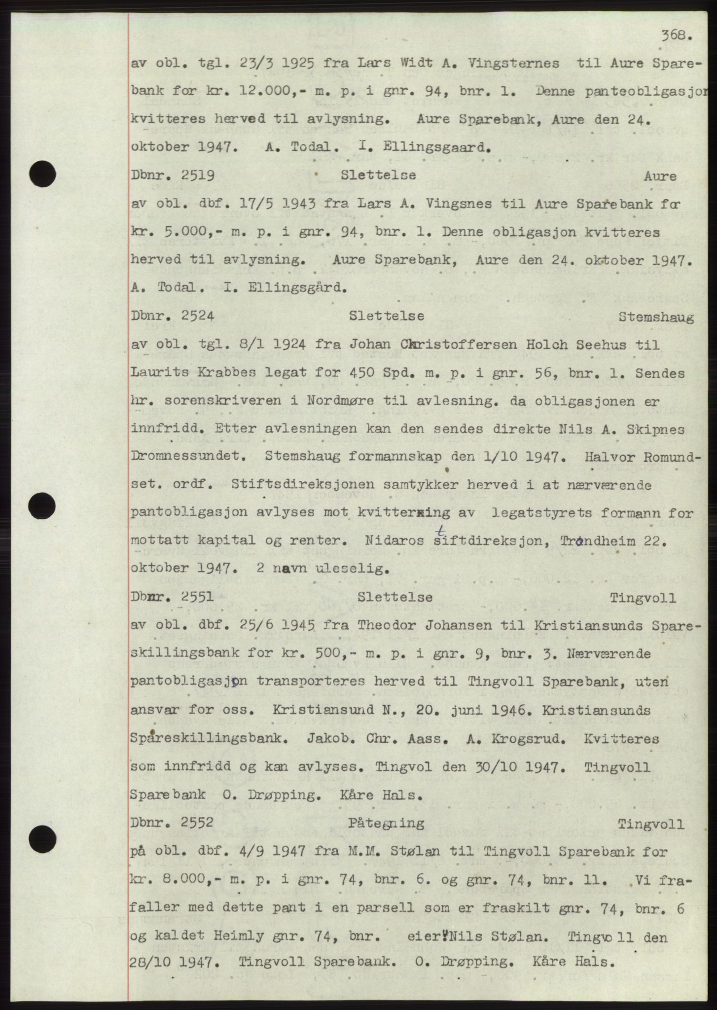 Nordmøre sorenskriveri, SAT/A-4132/1/2/2Ca: Mortgage book no. C82b, 1946-1951, Diary no: : 2419/1947