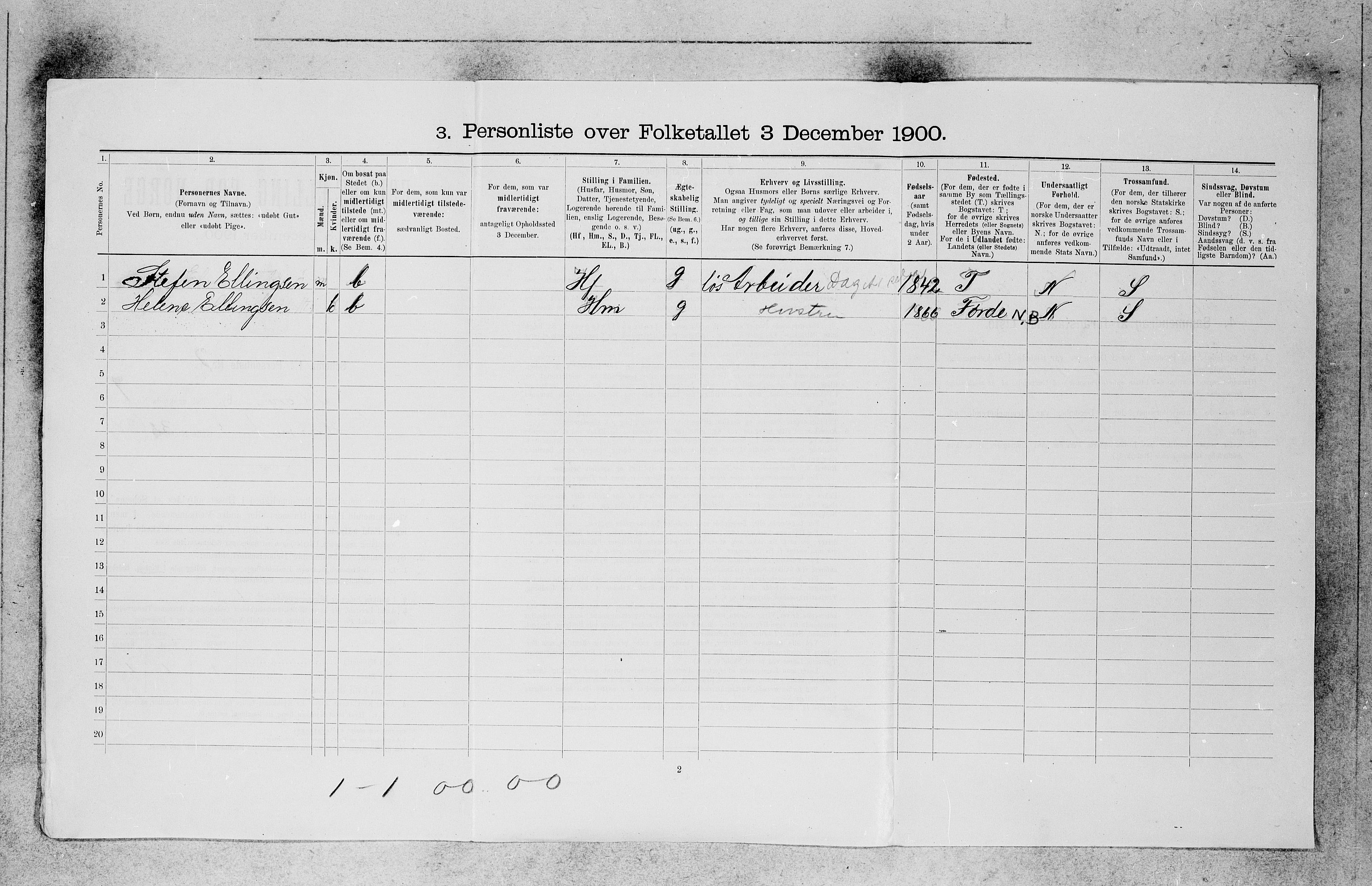 SAB, 1900 census for Florø, 1900, p. 20