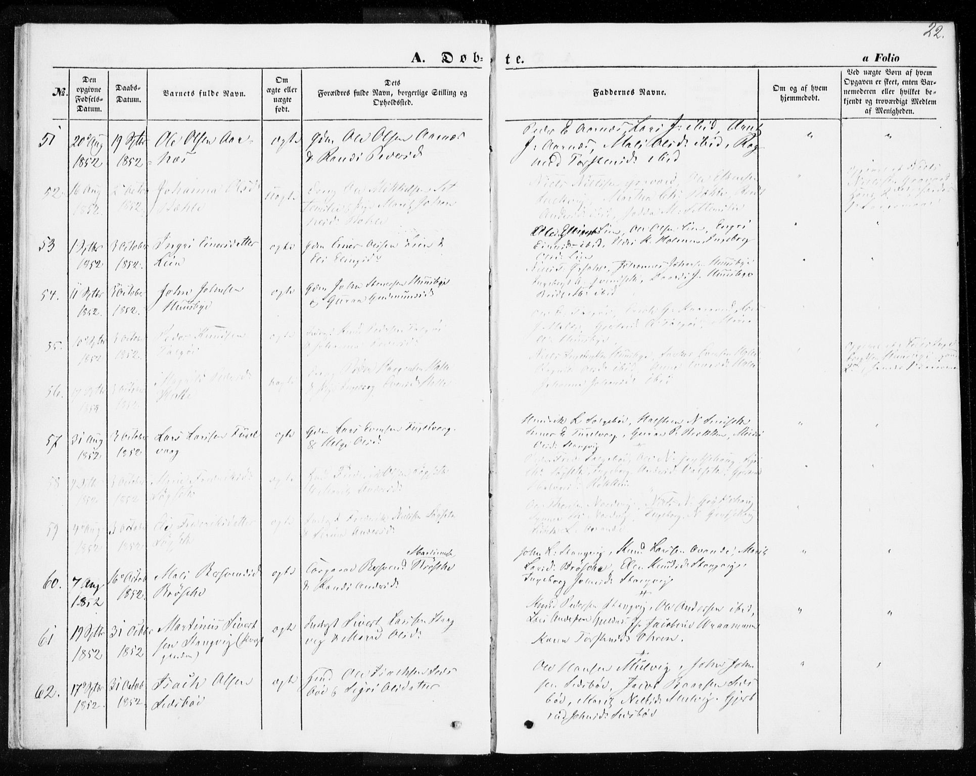 Ministerialprotokoller, klokkerbøker og fødselsregistre - Møre og Romsdal, AV/SAT-A-1454/592/L1026: Parish register (official) no. 592A04, 1849-1867, p. 22