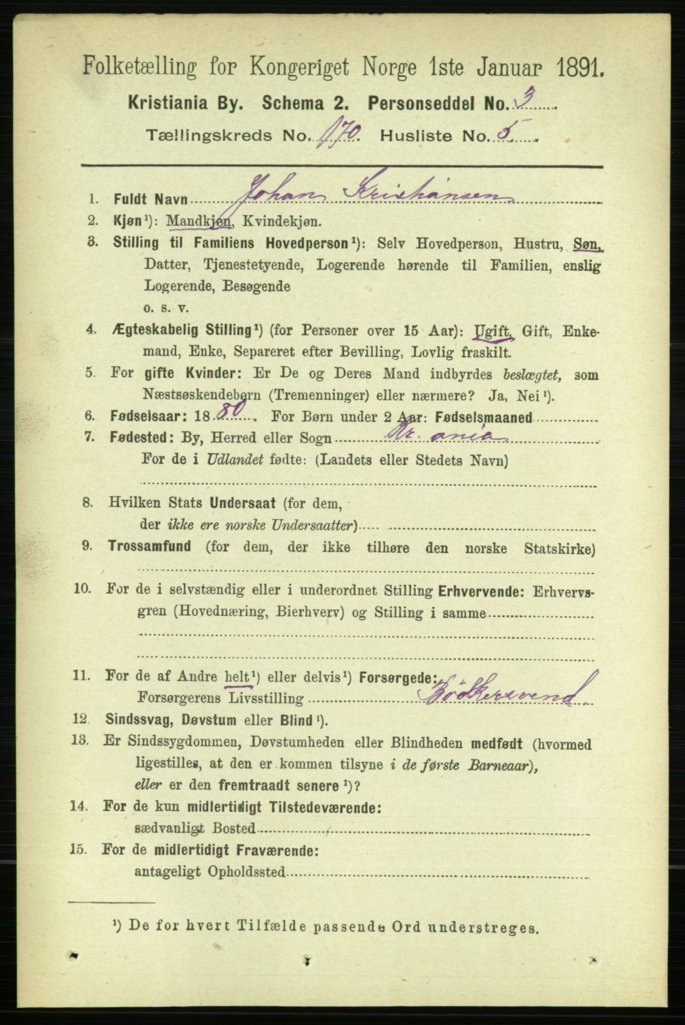 RA, 1891 census for 0301 Kristiania, 1891, p. 99734