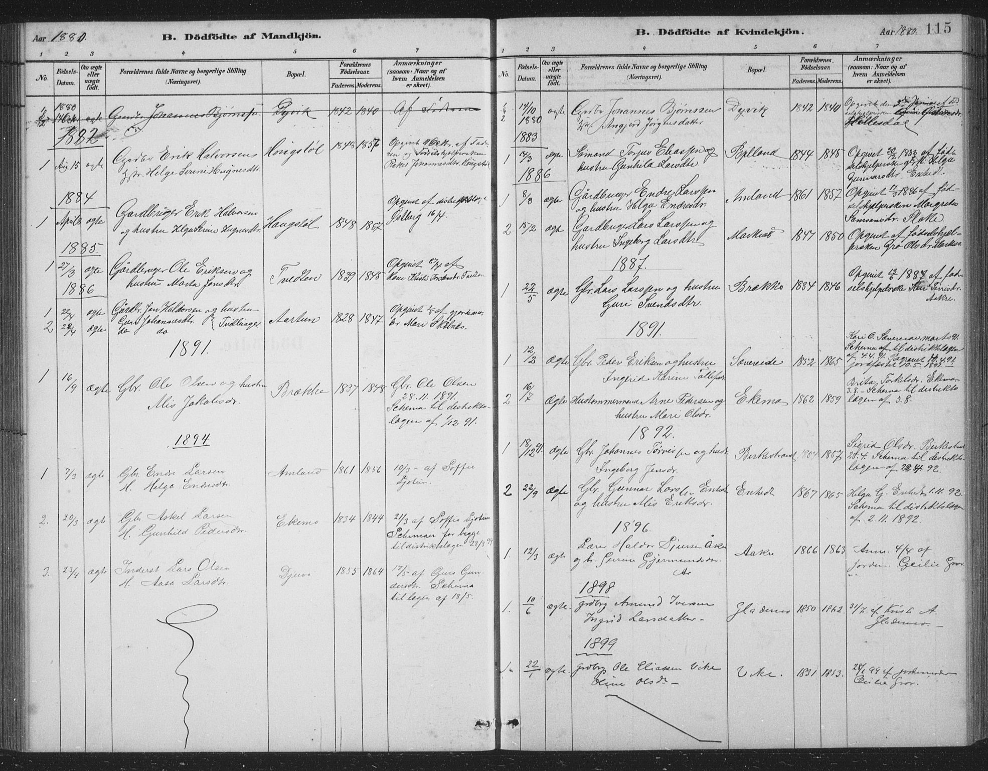 Skånevik sokneprestembete, SAB/A-77801/H/Hab: Parish register (copy) no. B 2, 1881-1920, p. 115