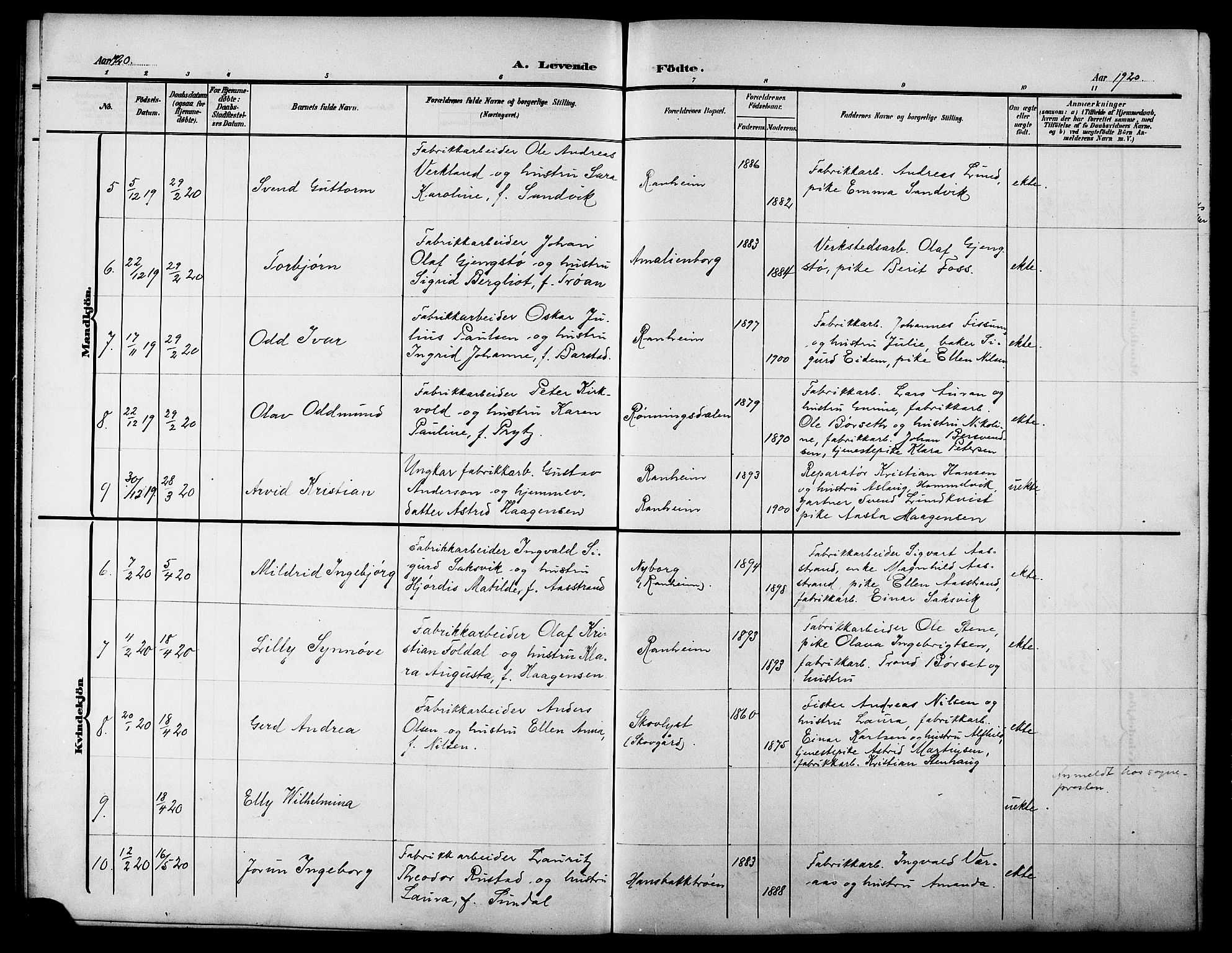 Ministerialprotokoller, klokkerbøker og fødselsregistre - Sør-Trøndelag, AV/SAT-A-1456/615/L0400: Parish register (copy) no. 615C01, 1905-1921