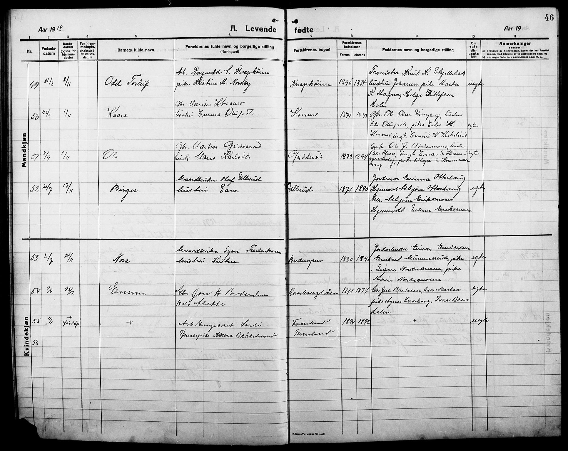 Våler prestekontor, Hedmark, AV/SAH-PREST-040/H/Ha/Hab/L0003: Parish register (copy) no. 3, 1914-1921, p. 46