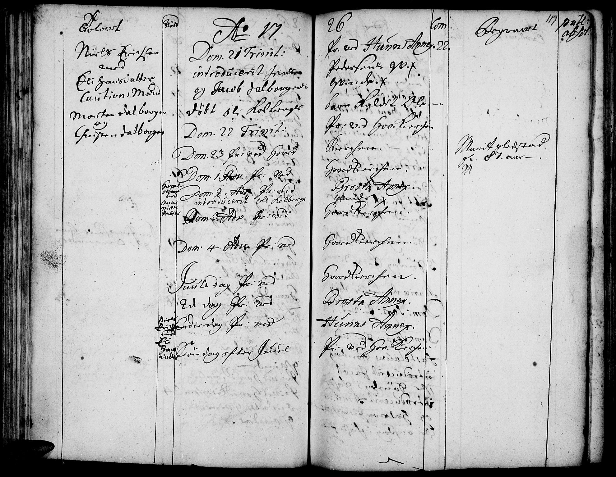 Vardal prestekontor, SAH/PREST-100/H/Ha/Haa/L0001: Parish register (official) no. 1, 1706-1748, p. 119