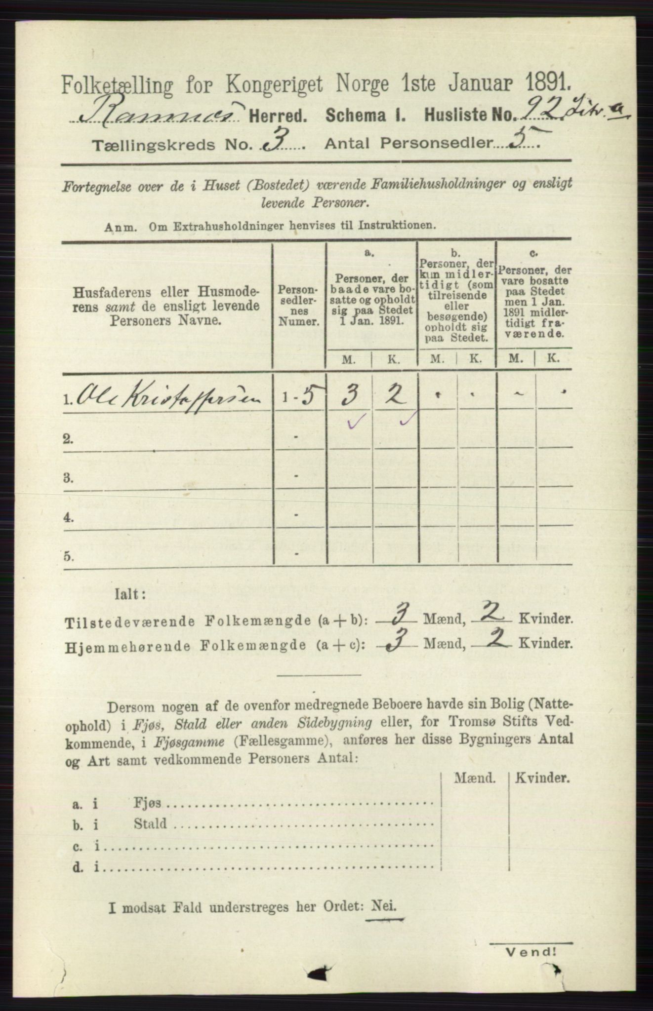 RA, 1891 census for 0718 Ramnes, 1891, p. 1295