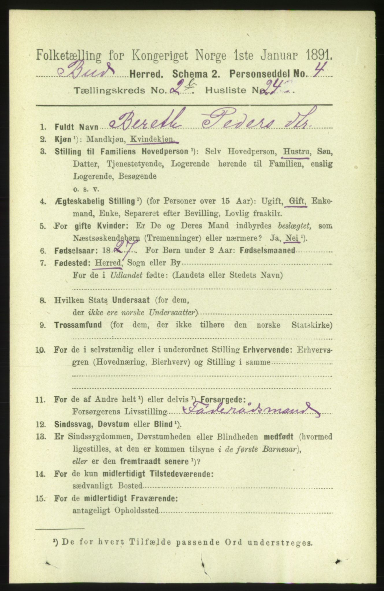 RA, 1891 census for 1549 Bud, 1891, p. 1369