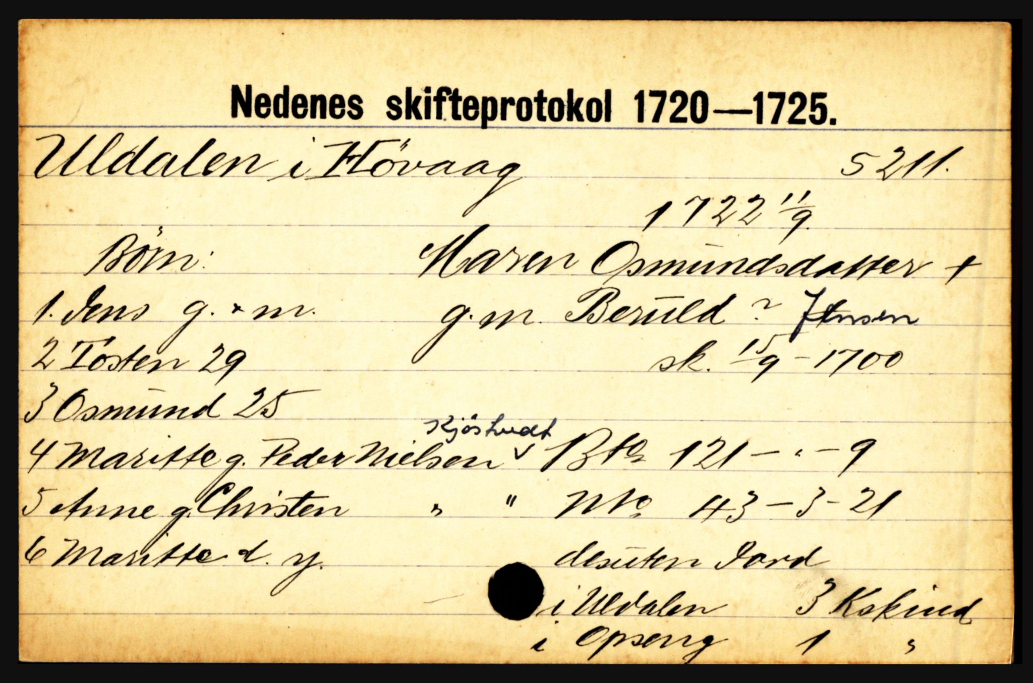 Nedenes sorenskriveri før 1824, AV/SAK-1221-0007/H, p. 32037