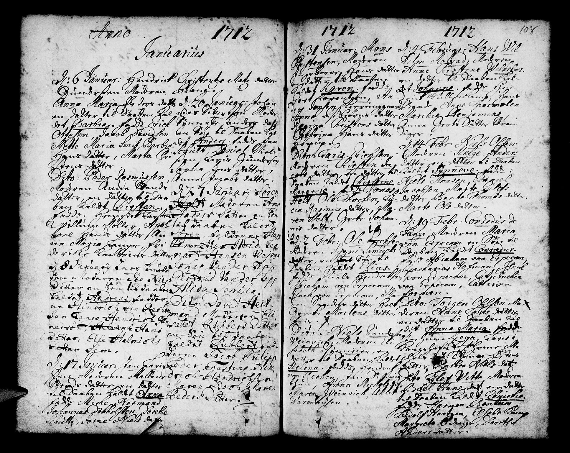Nykirken Sokneprestembete, SAB/A-77101/H/Haa/L0002: Parish register (official) no. A 2, 1700-1723, p. 108