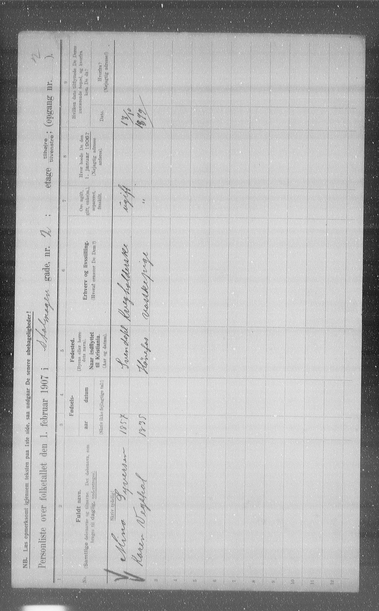 OBA, Municipal Census 1907 for Kristiania, 1907, p. 52200