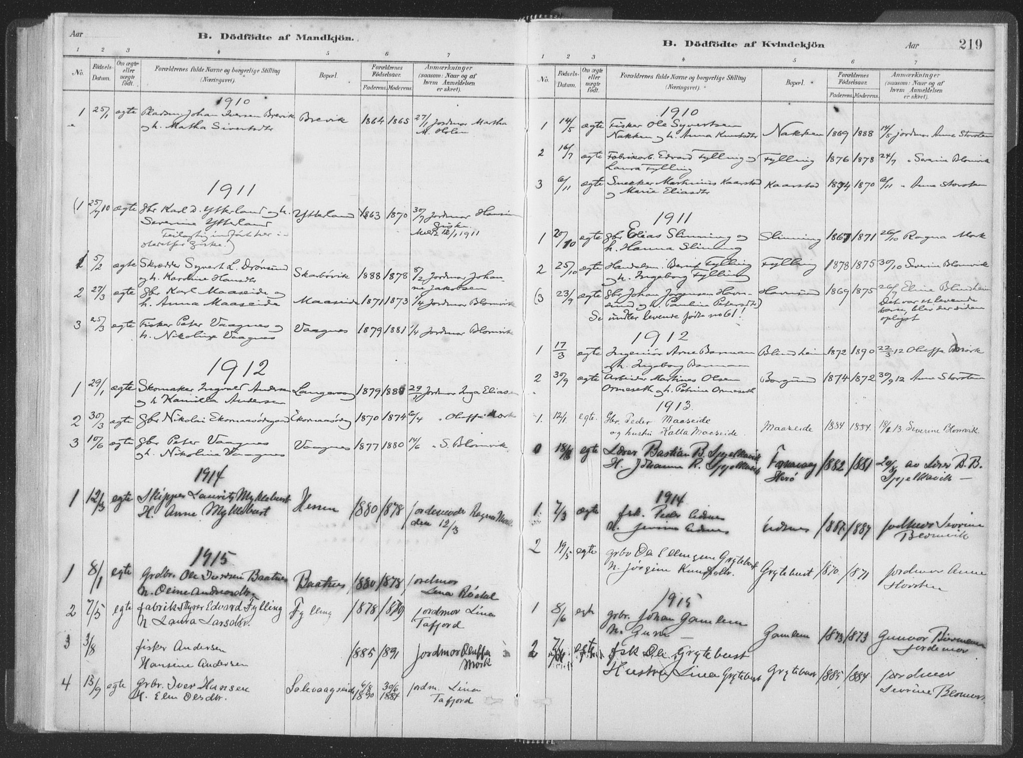 Ministerialprotokoller, klokkerbøker og fødselsregistre - Møre og Romsdal, SAT/A-1454/528/L0401: Parish register (official) no. 528A12I, 1880-1920, p. 219