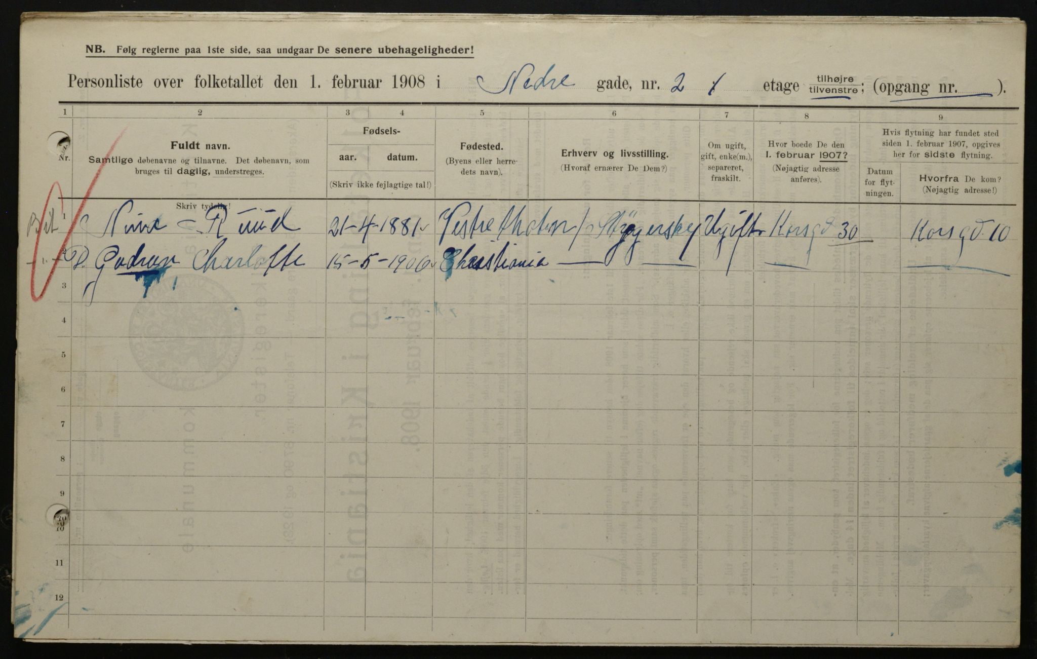 OBA, Municipal Census 1908 for Kristiania, 1908, p. 61978