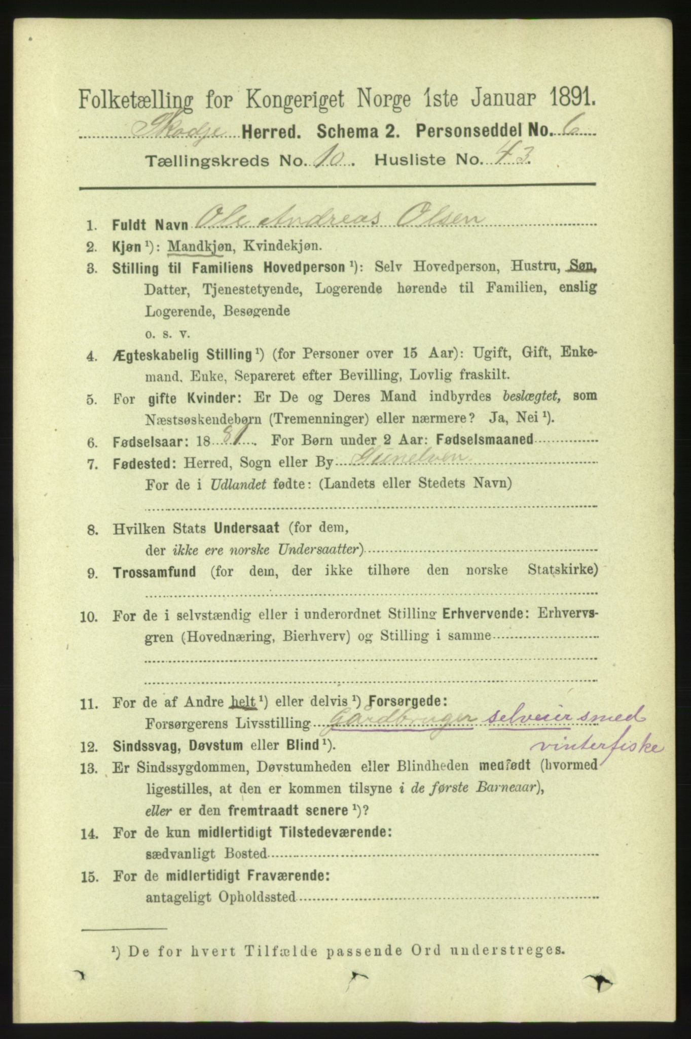 RA, 1891 census for 1529 Skodje, 1891, p. 2259