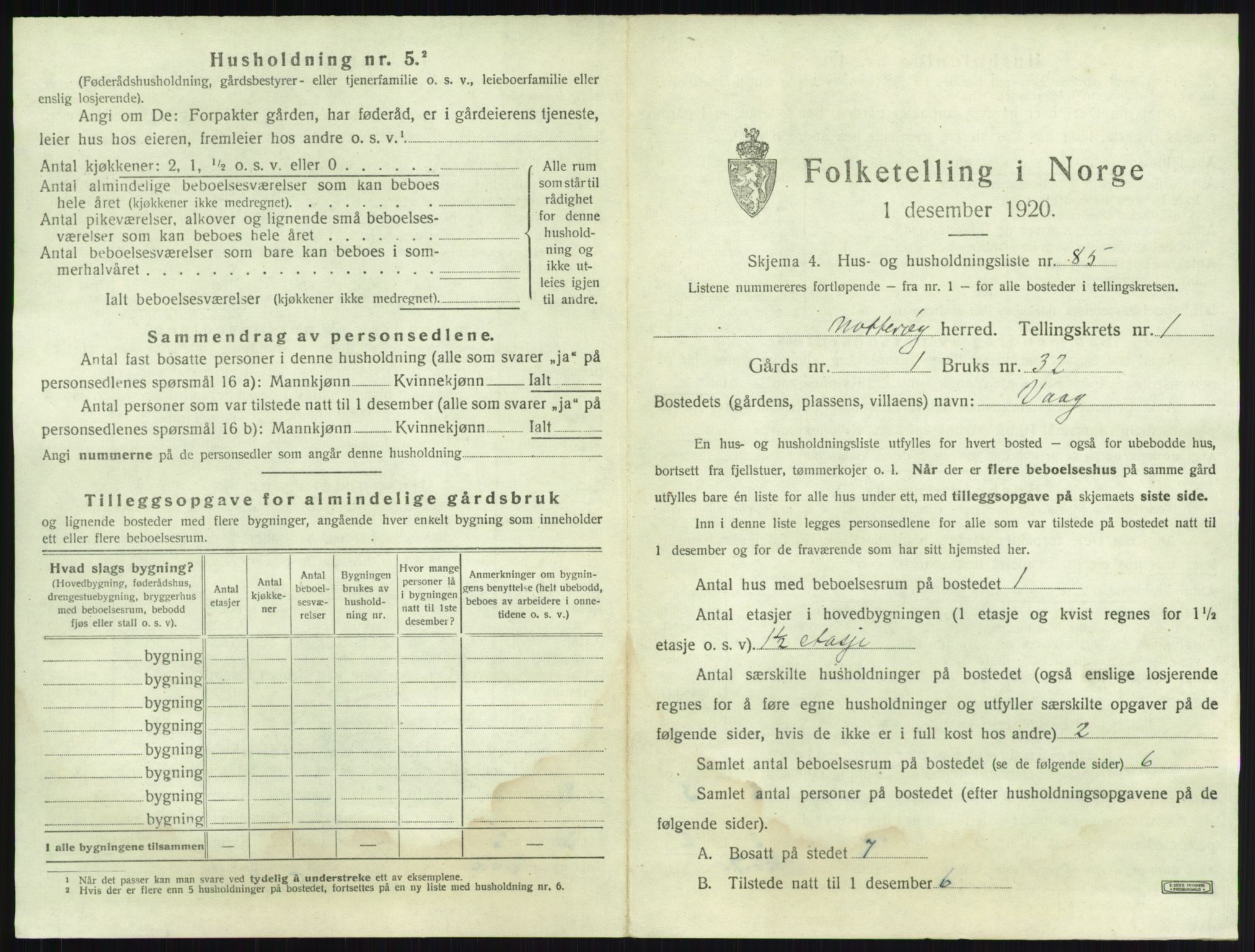 SAKO, 1920 census for Nøtterøy, 1920, p. 238