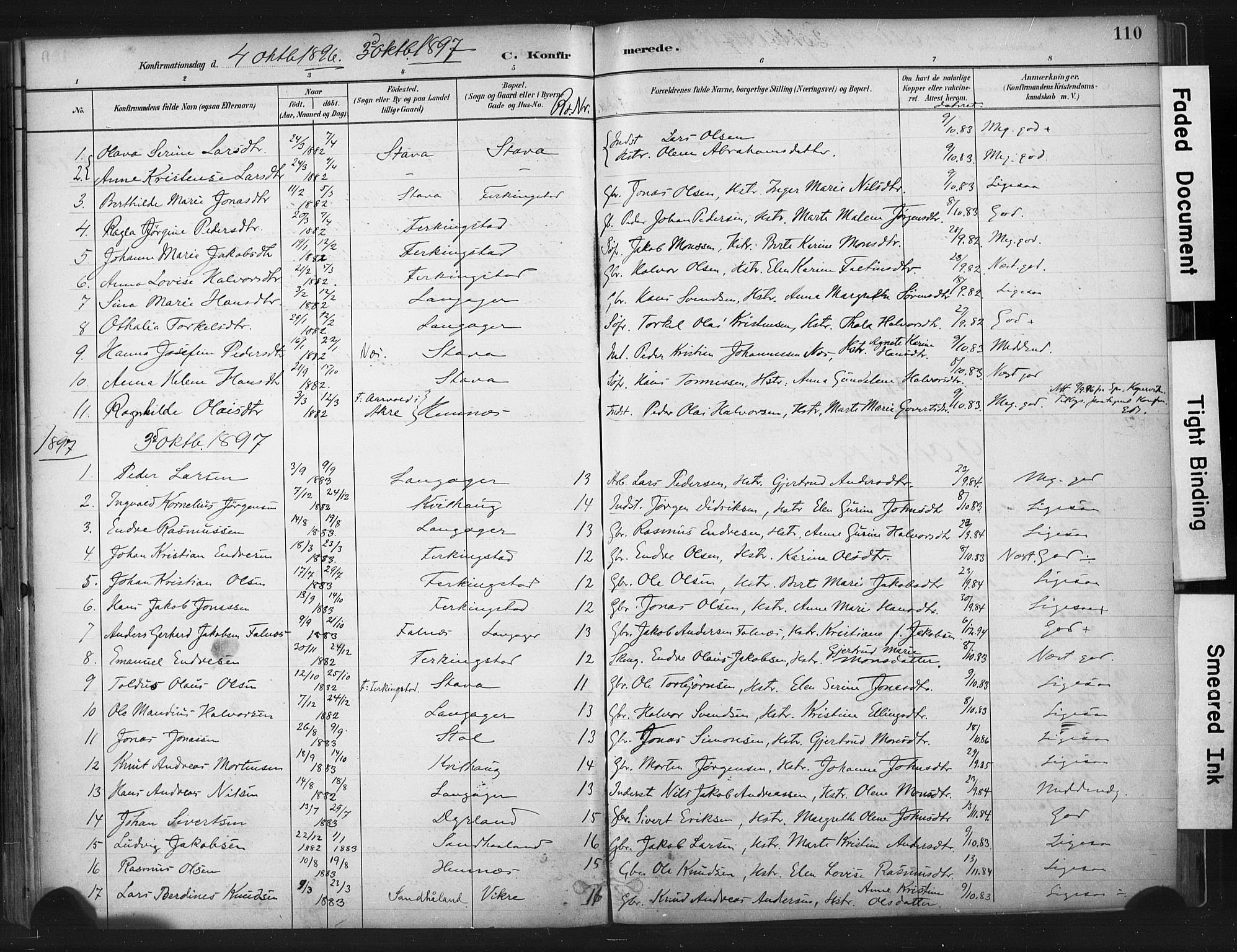 Skudenes sokneprestkontor, SAST/A -101849/H/Ha/Haa/L0010: Parish register (official) no. A 7, 1882-1912, p. 110