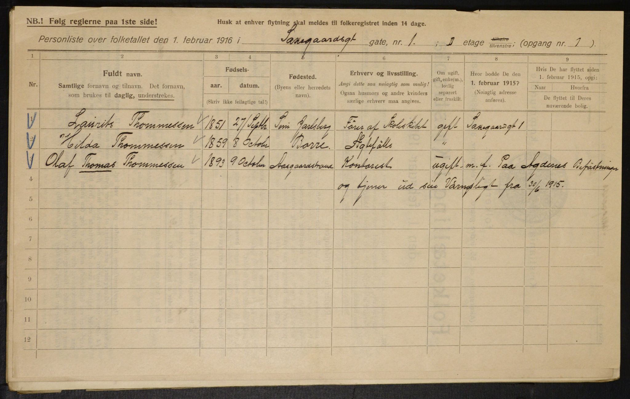 OBA, Municipal Census 1916 for Kristiania, 1916, p. 91490