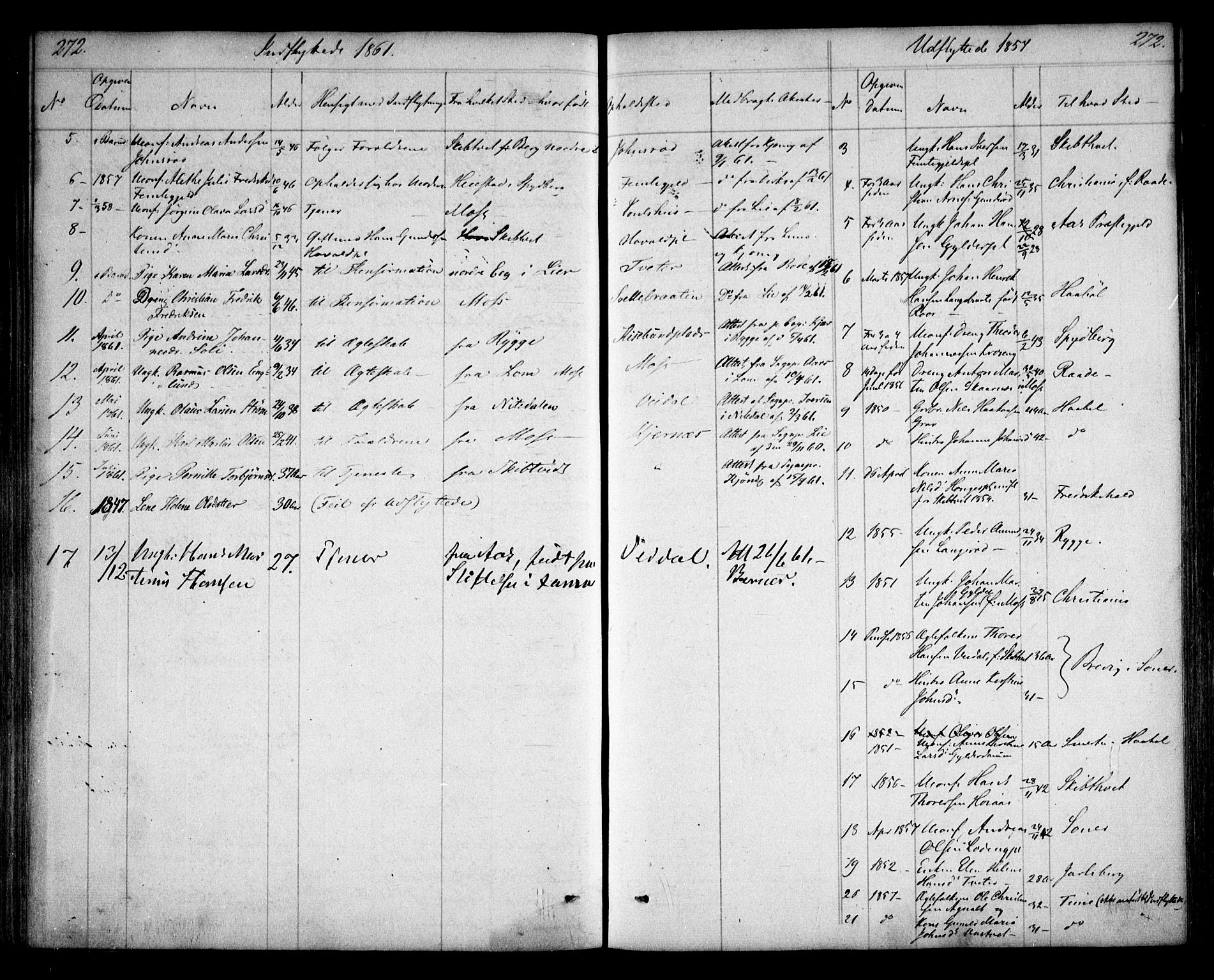 Våler prestekontor Kirkebøker, AV/SAO-A-11083/F/Fa/L0006: Parish register (official) no. I 6, 1840-1861, p. 272