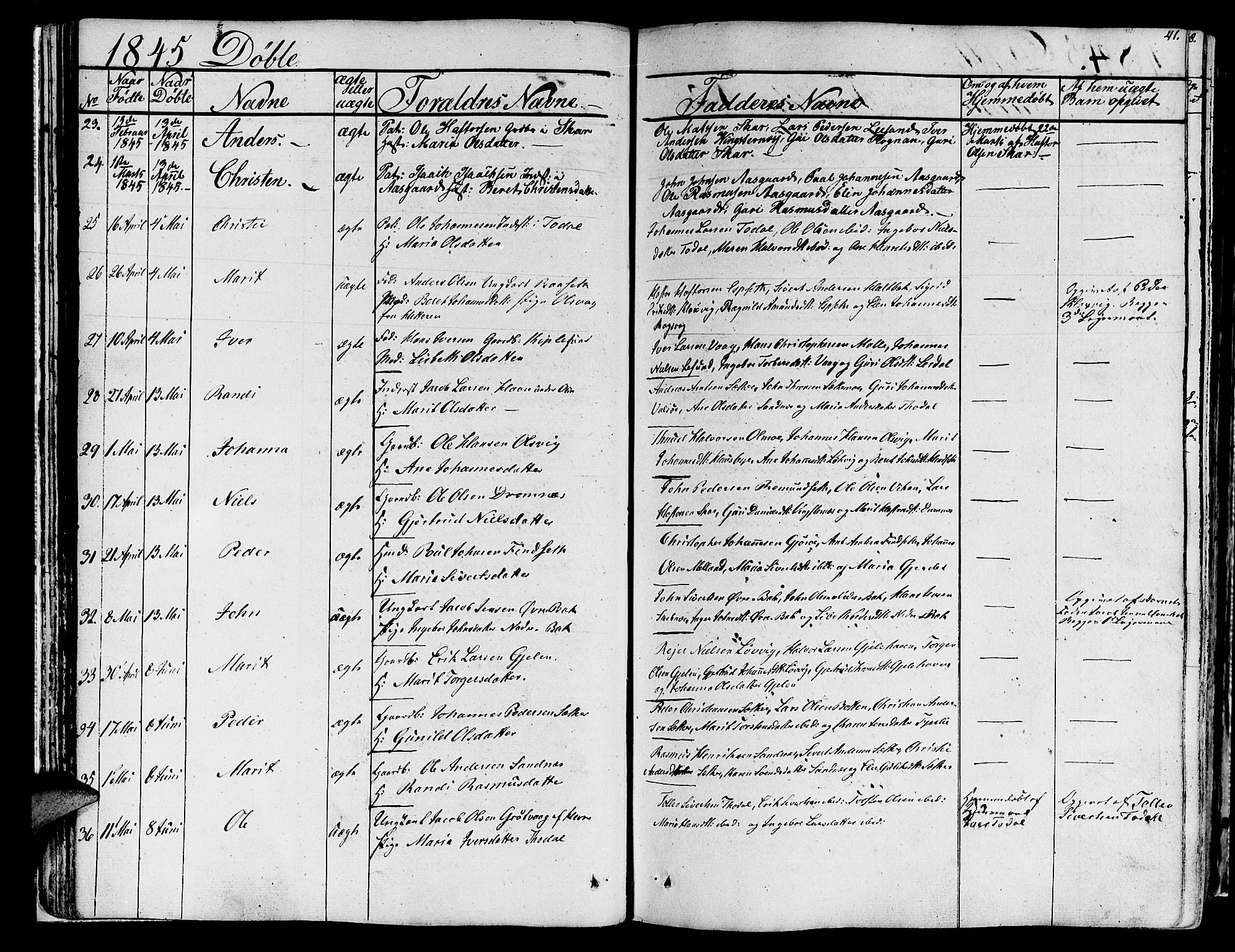 Ministerialprotokoller, klokkerbøker og fødselsregistre - Møre og Romsdal, AV/SAT-A-1454/578/L0904: Parish register (official) no. 578A03, 1836-1858, p. 41