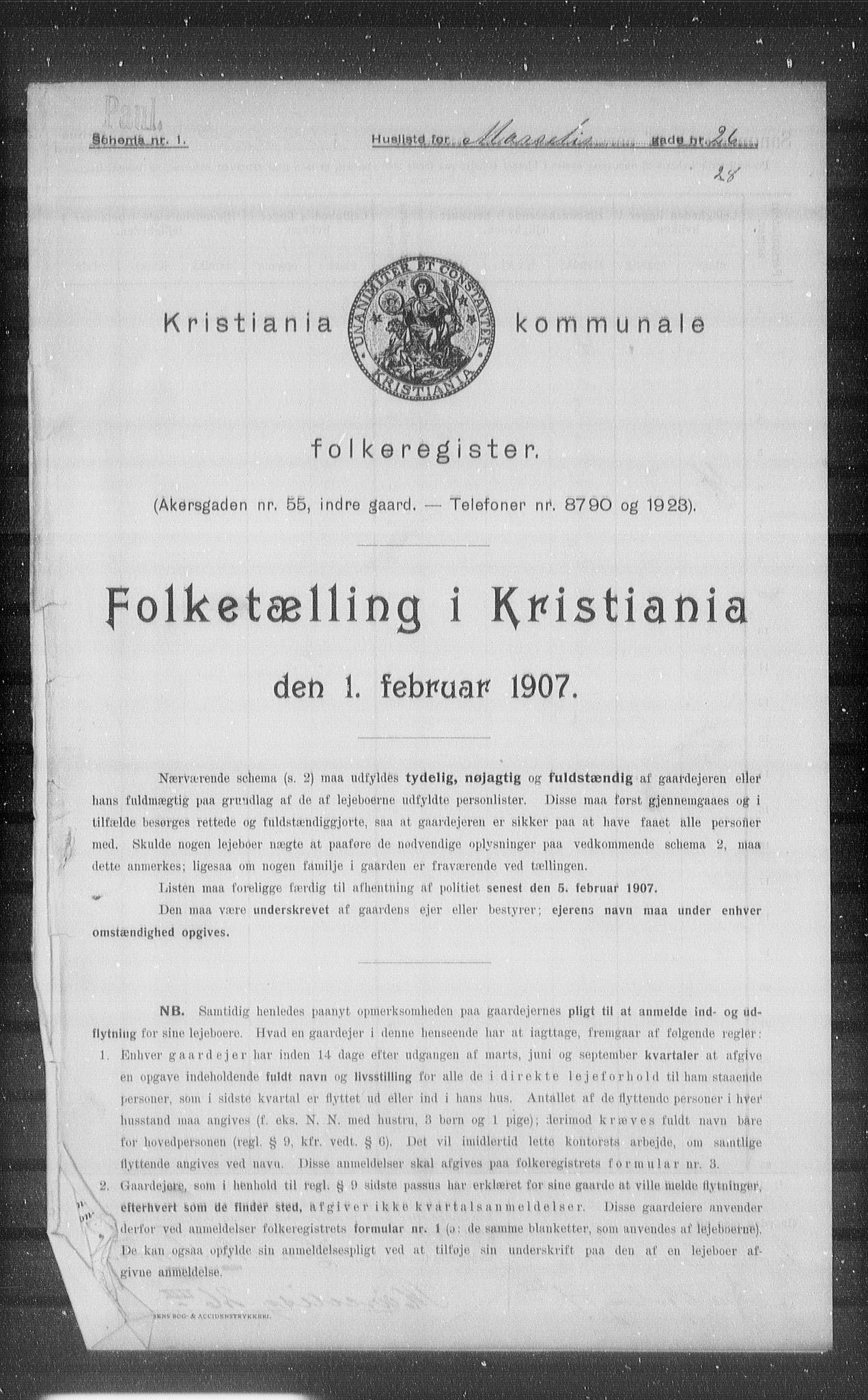 OBA, Municipal Census 1907 for Kristiania, 1907, p. 32879