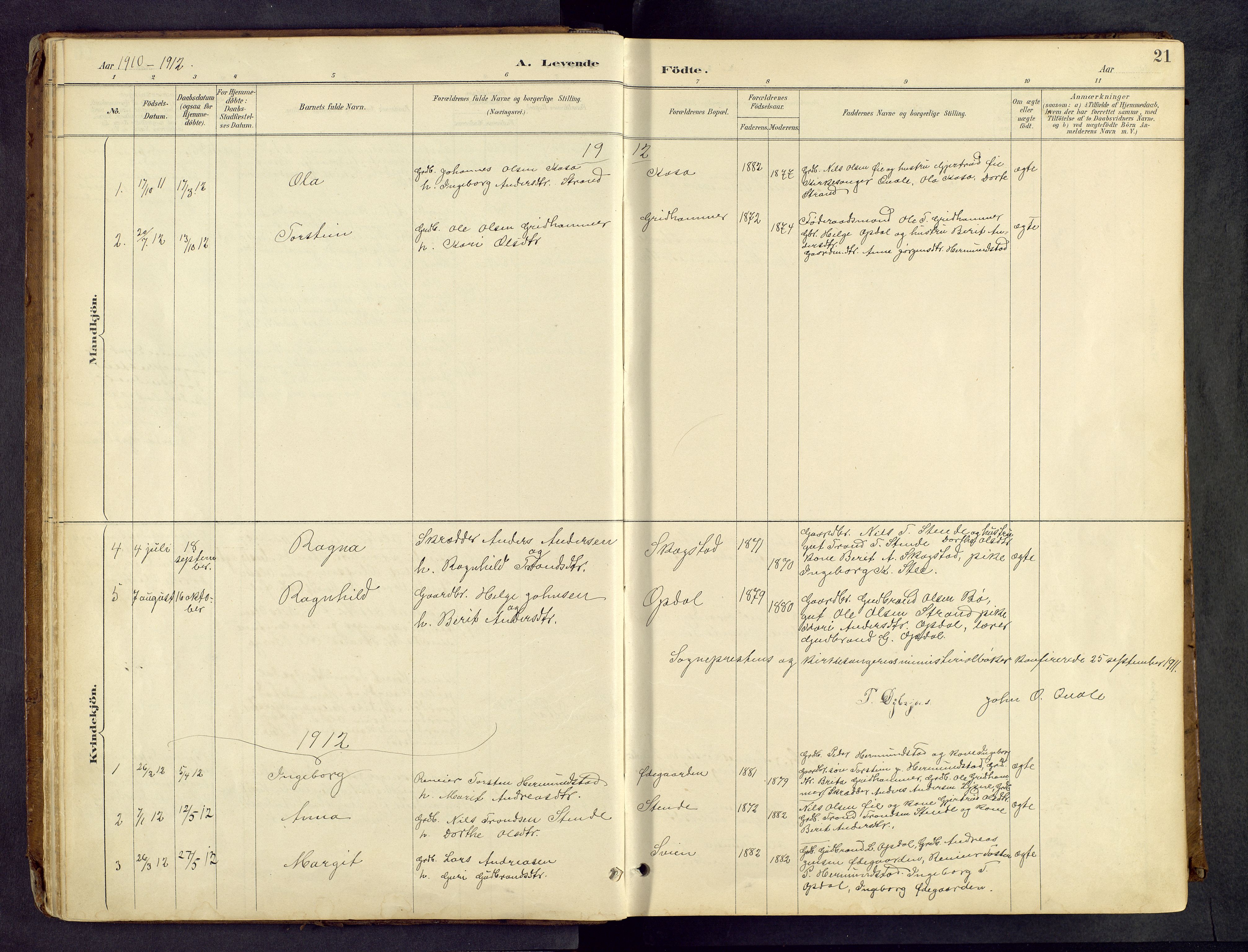 Vang prestekontor, Valdres, AV/SAH-PREST-140/H/Hb/L0005: Parish register (copy) no. 5, 1889-1945, p. 21