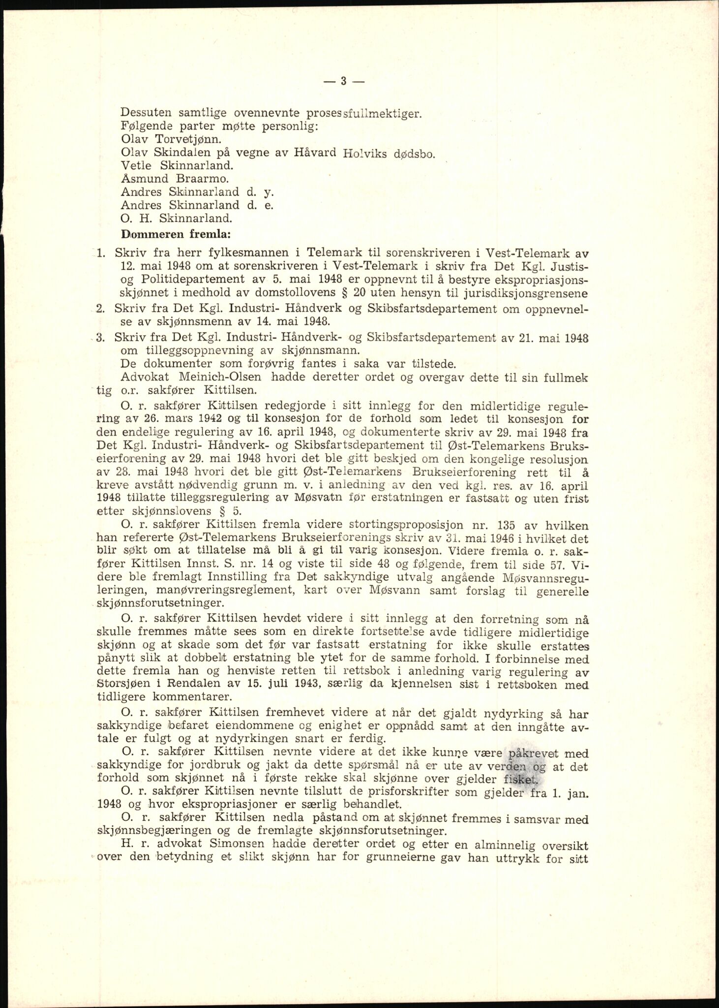 Vest-Telemark sorenskriveri, AV/SAKO-A-134/F/Fo/Fob/L0001: Skjønn/rettsbøker for kraftutbygging/veg, 1948-1963, p. 5