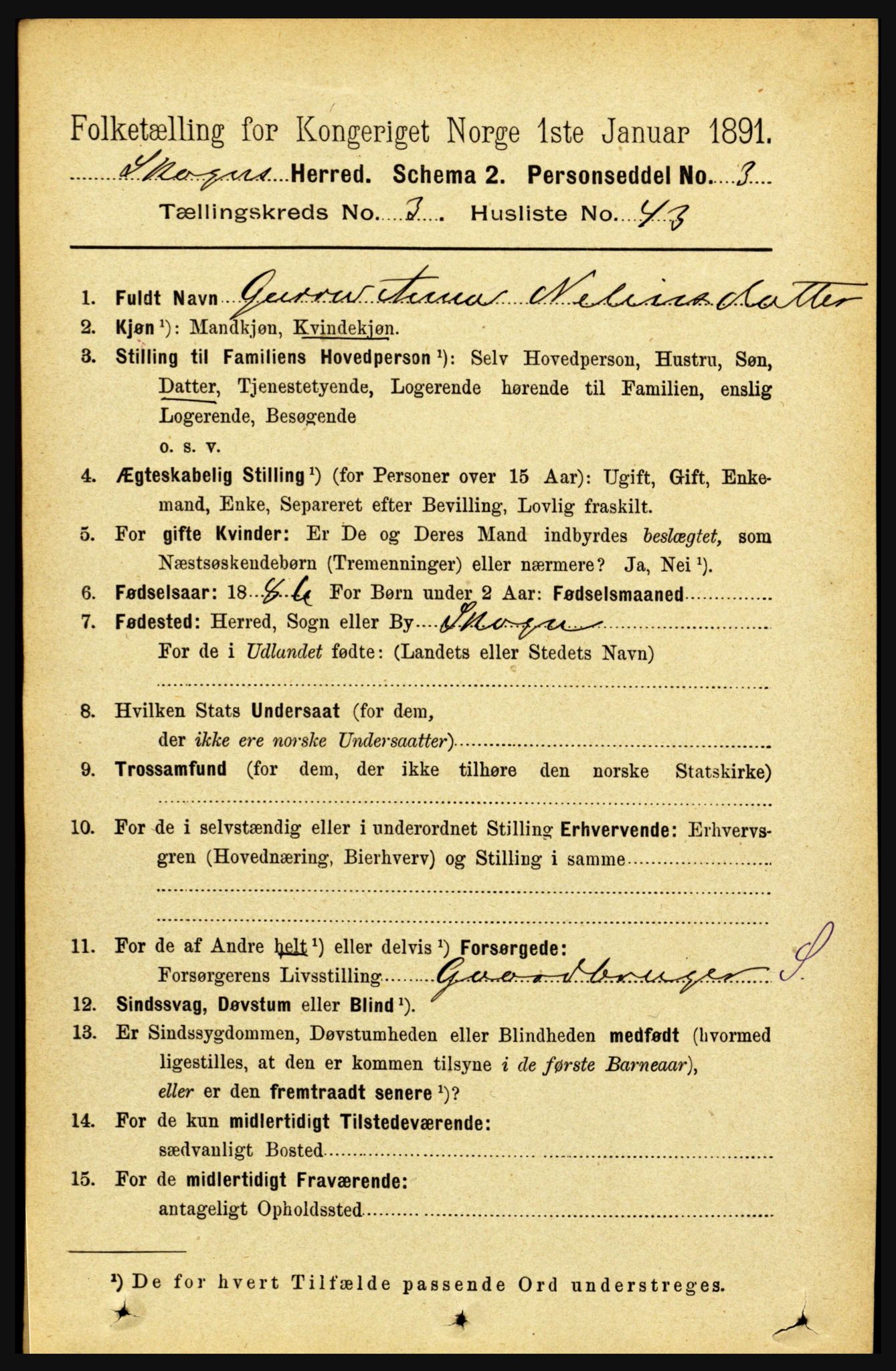 RA, 1891 census for 1719 Skogn, 1891, p. 1873