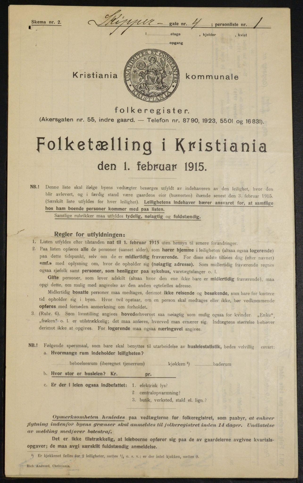 OBA, Municipal Census 1915 for Kristiania, 1915, p. 95349