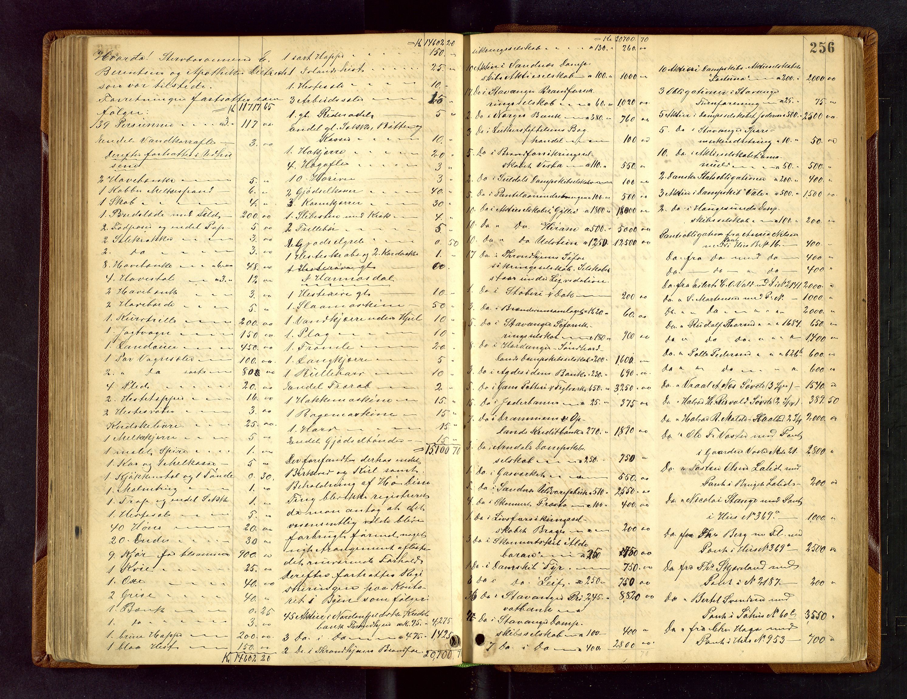 Stavanger skifteforvalter, AV/SAST-A-101412/001/5/53/533BA/L0001: Registreringsprotokoll, 1882-1902, p. 256