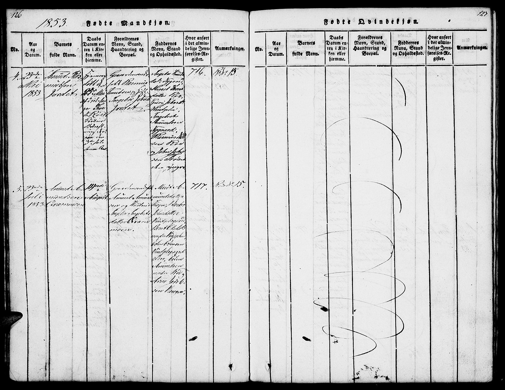 Tolga prestekontor, AV/SAH-PREST-062/L/L0003: Parish register (copy) no. 3, 1815-1862, p. 126-127