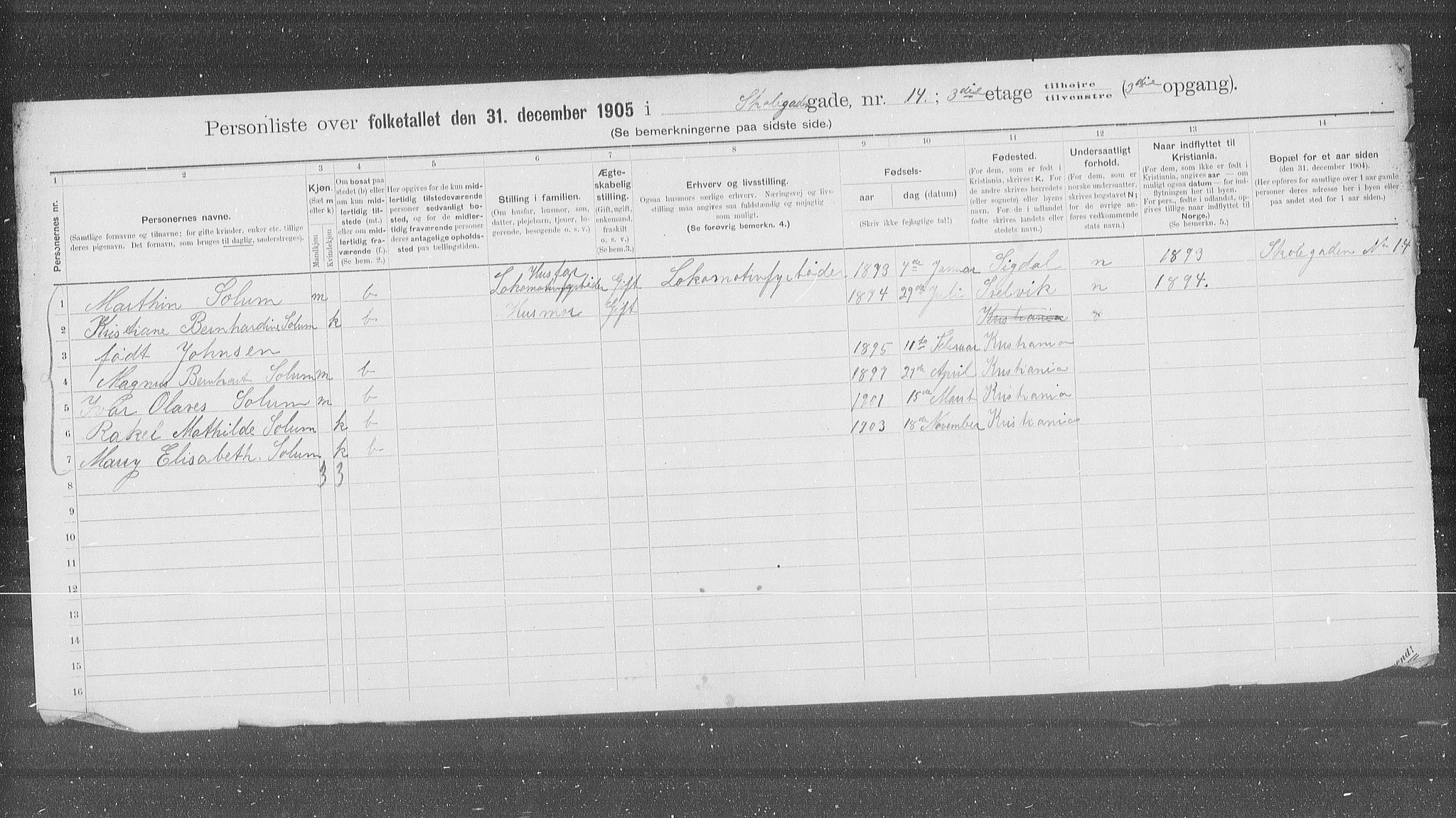 OBA, Municipal Census 1905 for Kristiania, 1905, p. 49991