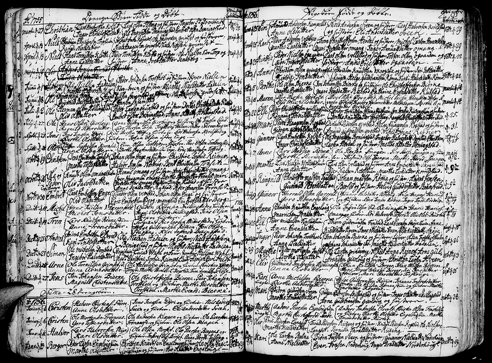 Løten prestekontor, SAH/PREST-022/K/Ka/L0002: Parish register (official) no. 2, 1731-1772, p. 92-93