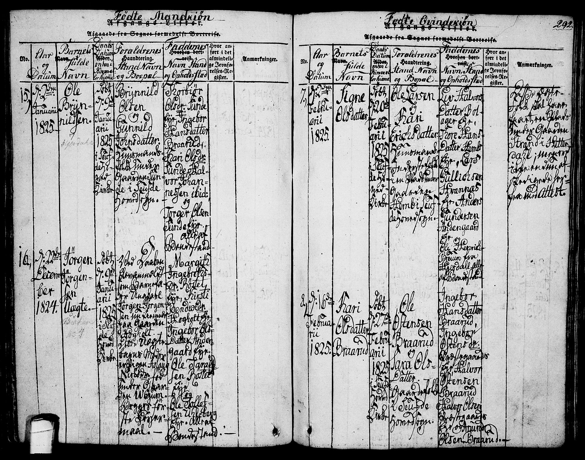 Sauherad kirkebøker, AV/SAKO-A-298/G/Ga/L0001: Parish register (copy) no. I 1, 1815-1827, p. 292