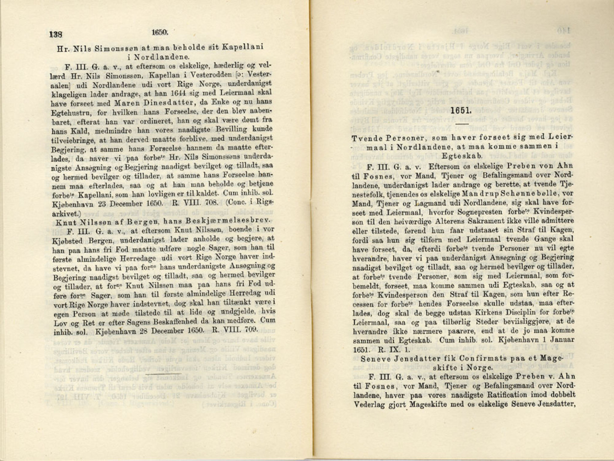 Publikasjoner utgitt av Det Norske Historiske Kildeskriftfond, PUBL/-/-/-: Norske Rigs-Registranter, bind 10, 1650-1653, p. 138-139
