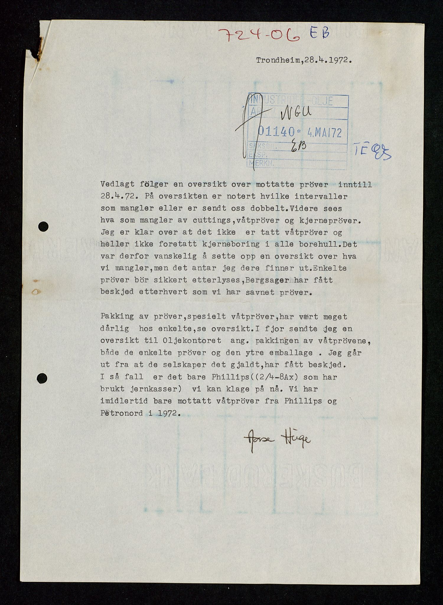 Industridepartementet, Oljekontoret, SAST/A-101348/Da/L0009:  Arkivnøkkel 722 - 725 Geofysikk, geologi, 1969-1972, p. 160