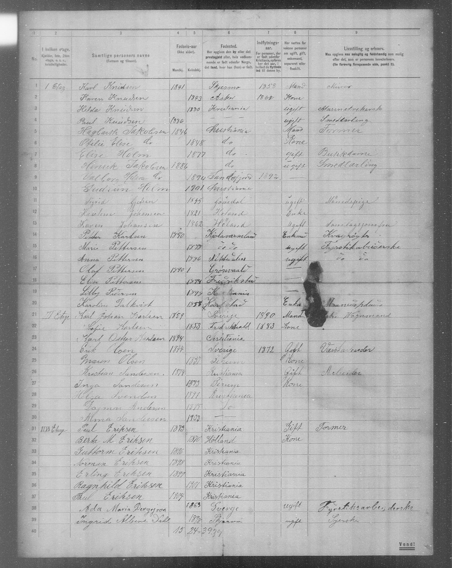 OBA, Municipal Census 1904 for Kristiania, 1904, p. 14536