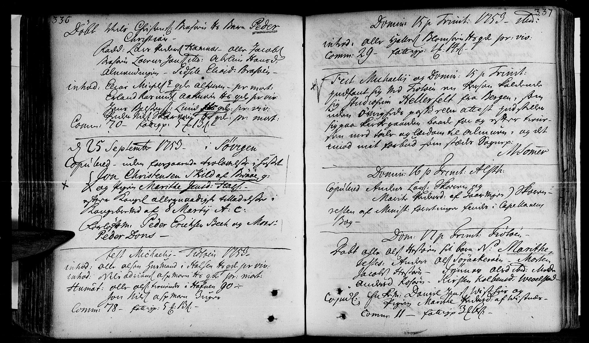 Ministerialprotokoller, klokkerbøker og fødselsregistre - Nordland, SAT/A-1459/830/L0435: Parish register (official) no. 830A04, 1737-1768, p. 336-337