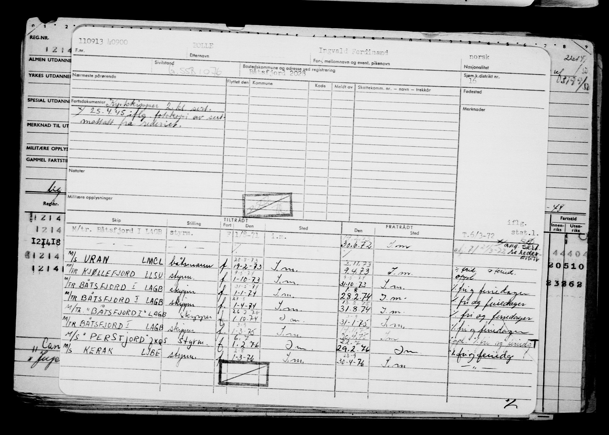 Direktoratet for sjømenn, AV/RA-S-3545/G/Gb/L0115: Hovedkort, 1913, p. 151