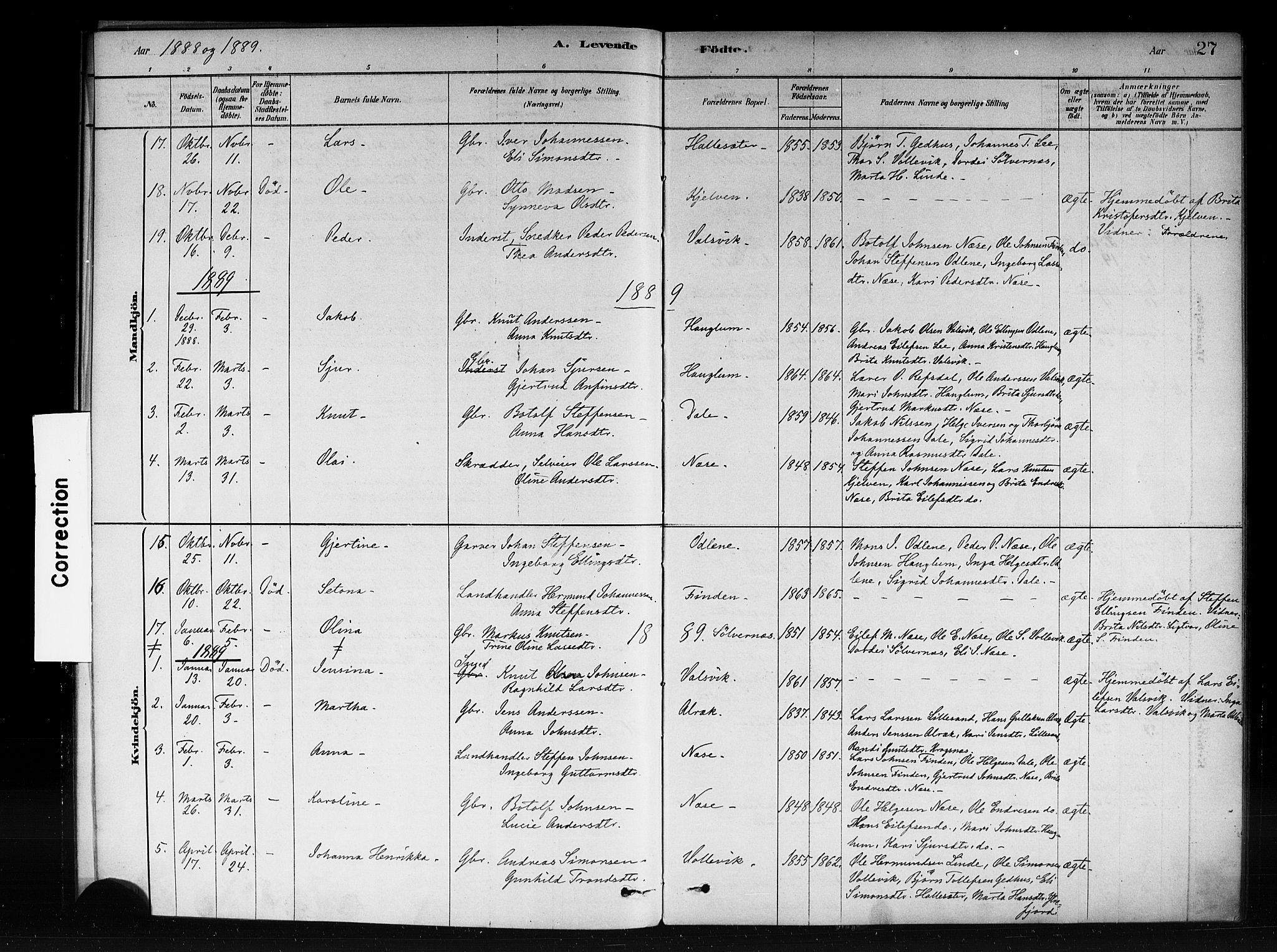 Vik sokneprestembete, AV/SAB-A-81501/H/Haa/Haac/L0001: Parish register (official) no. C 1, 1878-1890, p. 27