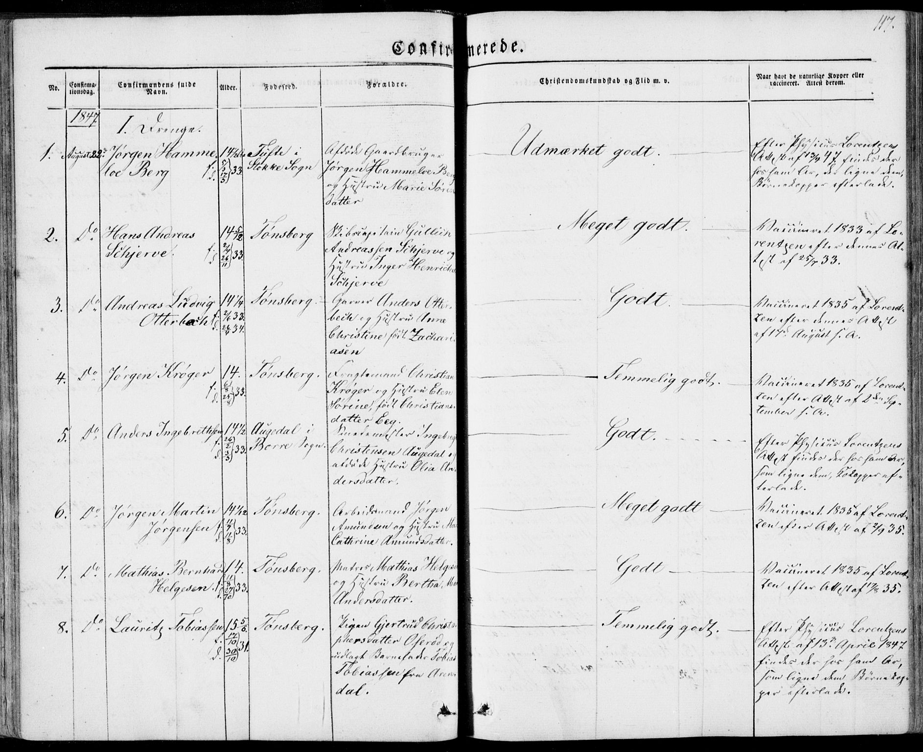 Tønsberg kirkebøker, AV/SAKO-A-330/F/Fa/L0007: Parish register (official) no. I 7, 1845-1854, p. 117