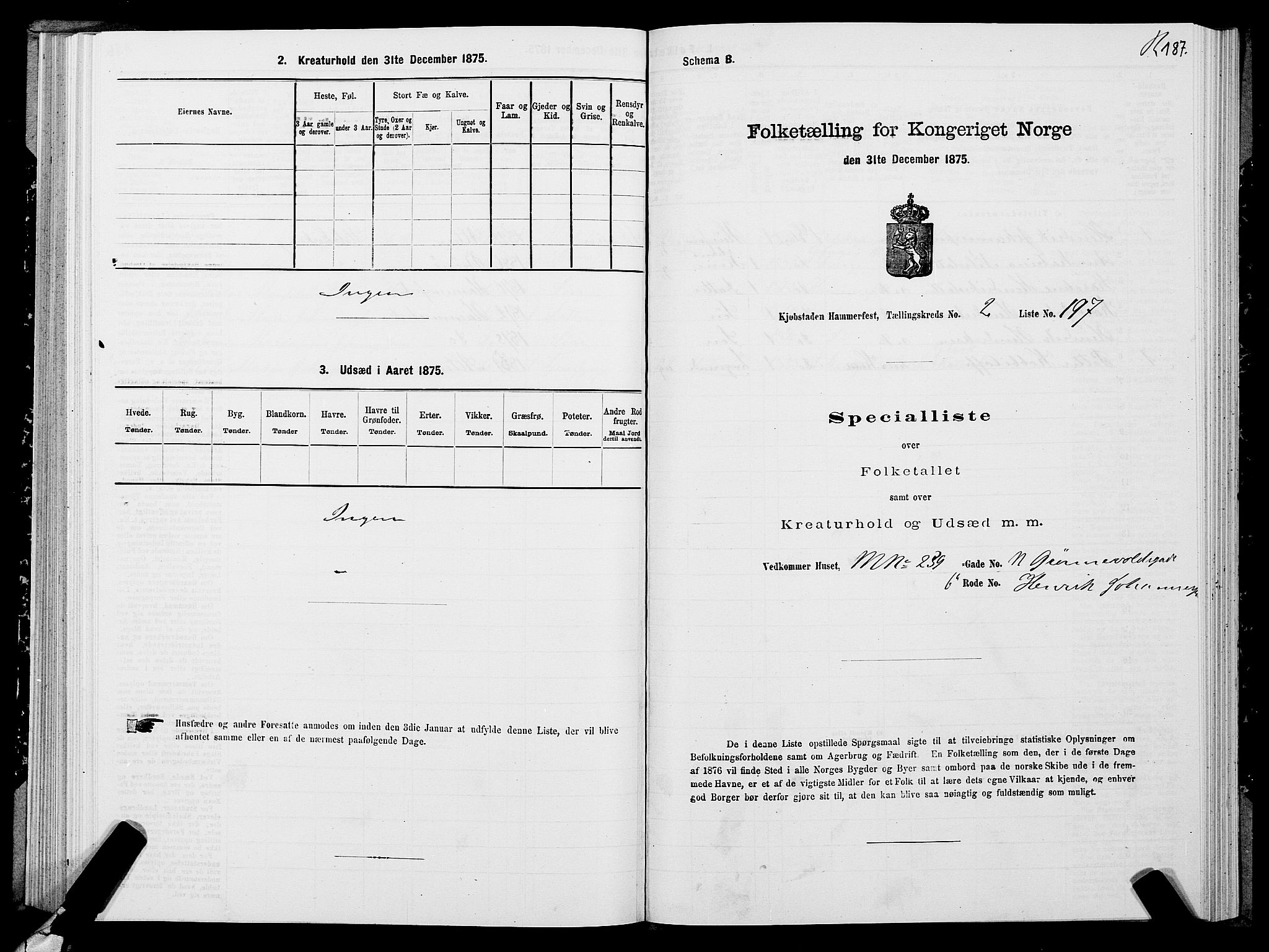 SATØ, 1875 census for 2001B Hammerfest/Hammerfest, 1875, p. 2187