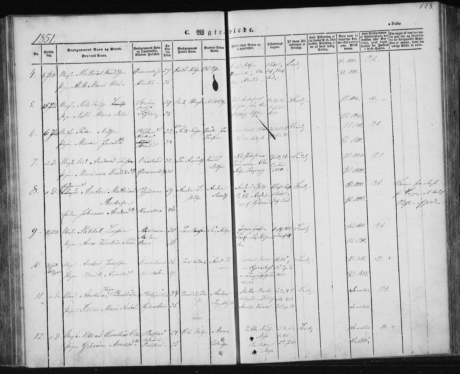 Ministerialprotokoller, klokkerbøker og fødselsregistre - Nordland, AV/SAT-A-1459/820/L0291: Parish register (official) no. 820A12, 1846-1854, p. 178