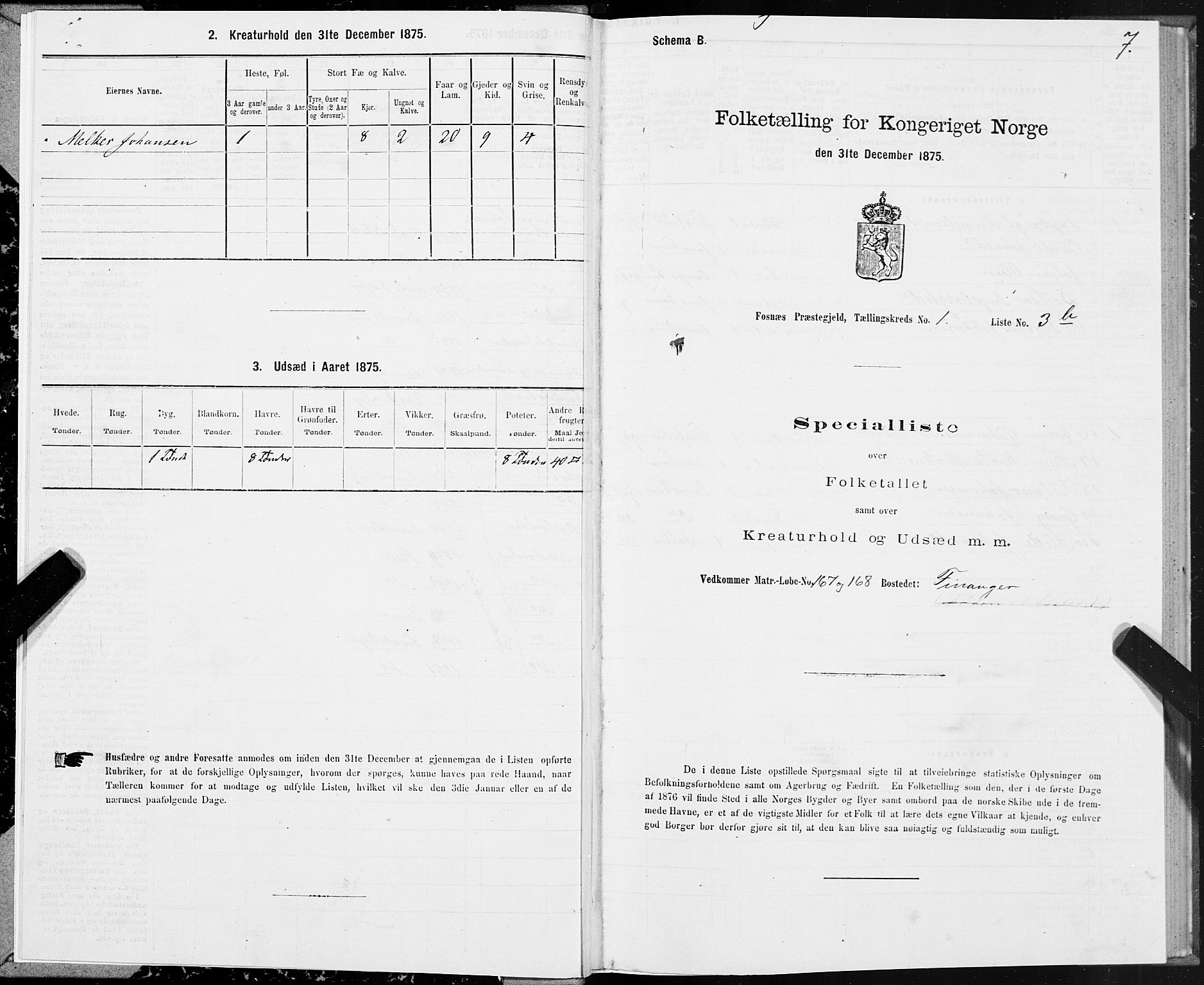 SAT, 1875 census for 1748P Fosnes, 1875, p. 1007