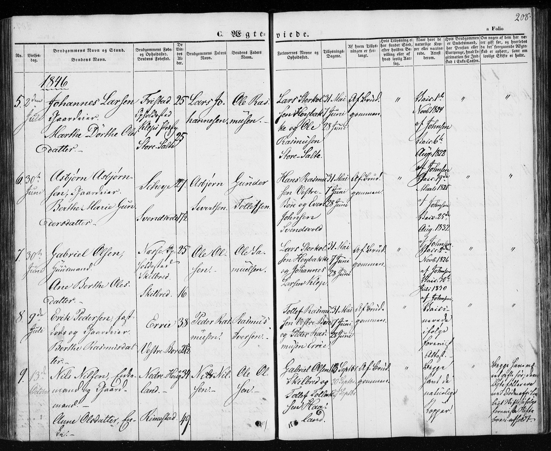 Klepp sokneprestkontor, SAST/A-101803/001/3/30BA/L0004: Parish register (official) no. A 4, 1842-1852, p. 208