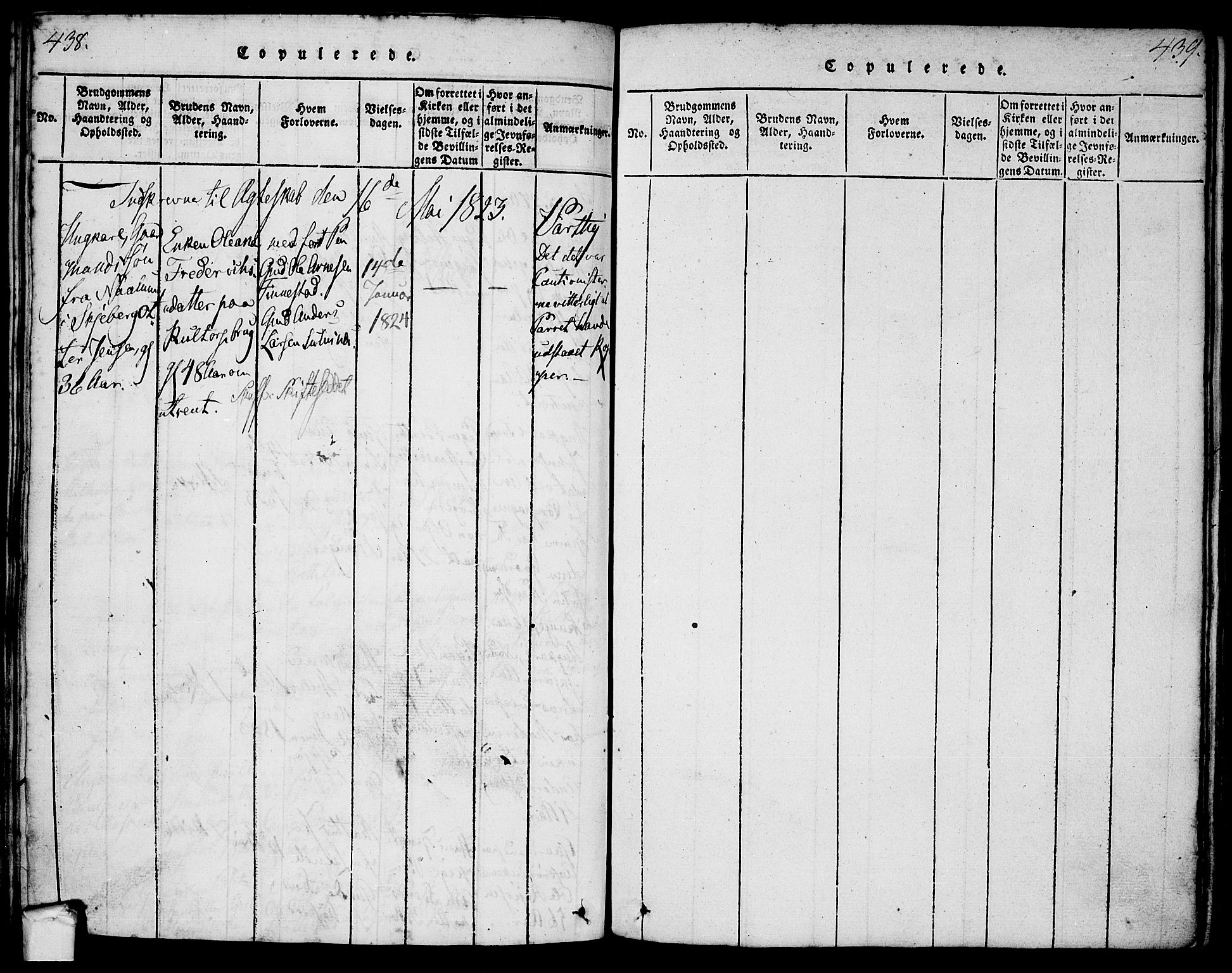 Tune prestekontor Kirkebøker, AV/SAO-A-2007/F/Fa/L0005: Parish register (official) no. 5, 1815-1823, p. 438-439